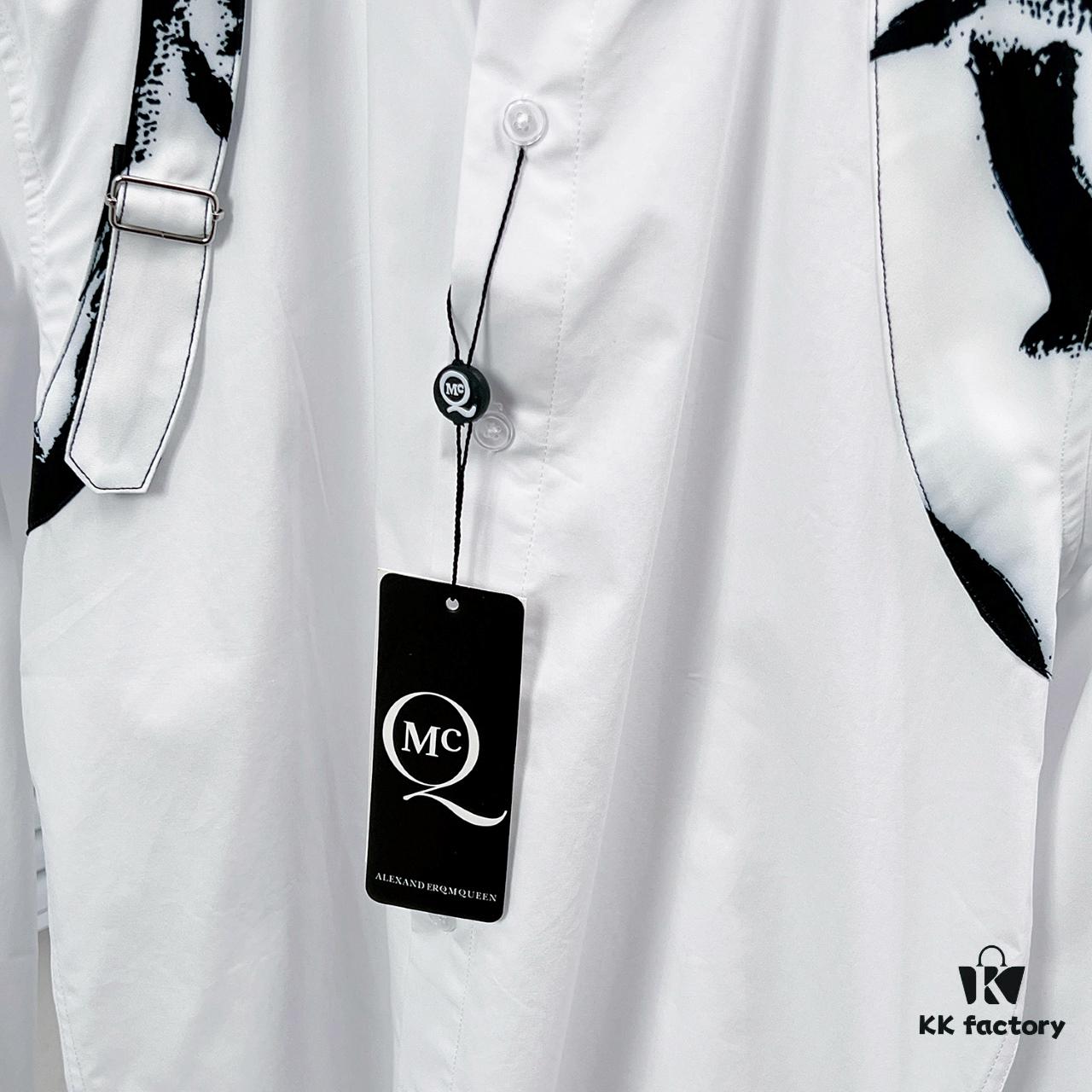 Alexander McQueen Camouflage Color-Blocked Shoulder Strap Design Shirt