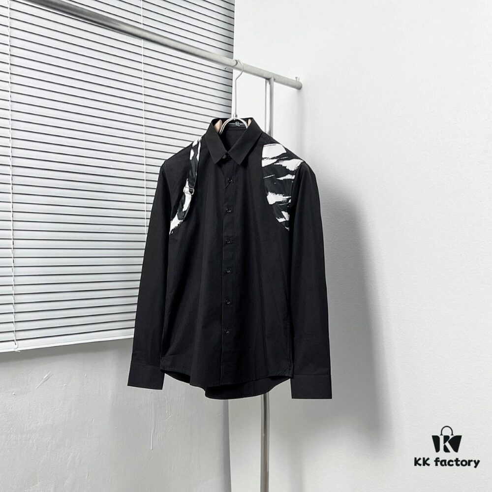 Alexander McQueen Camouflage Color-Block Strap Design Shirt