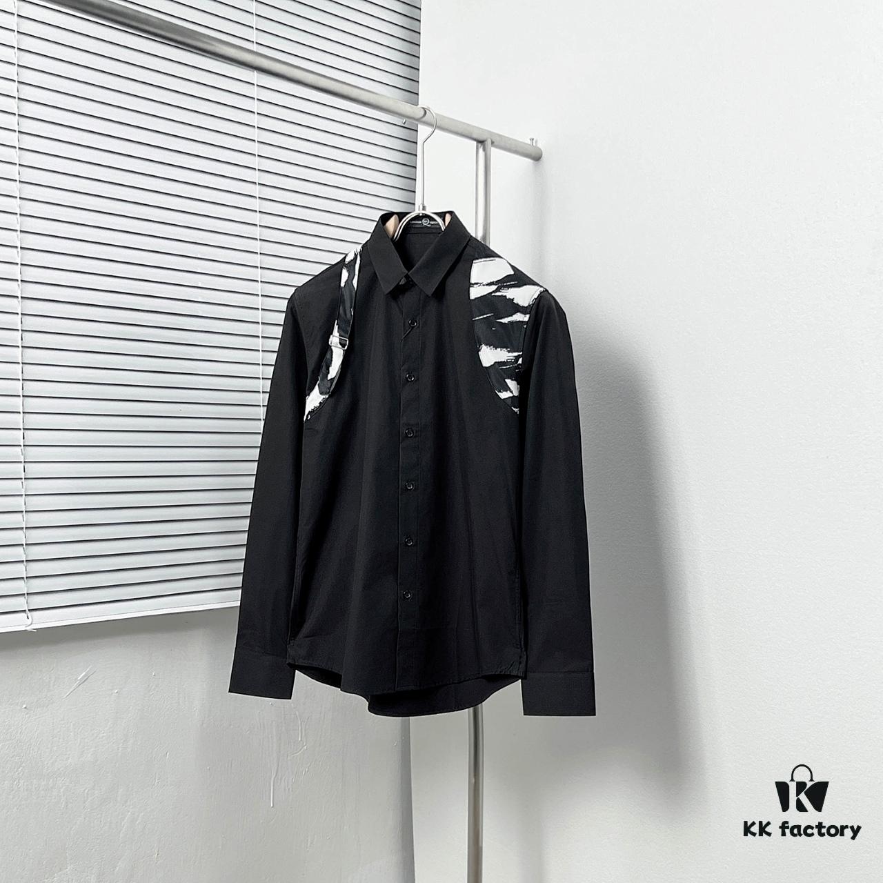 Alexander McQueen Camouflage Color-Block Strap Design Shirt