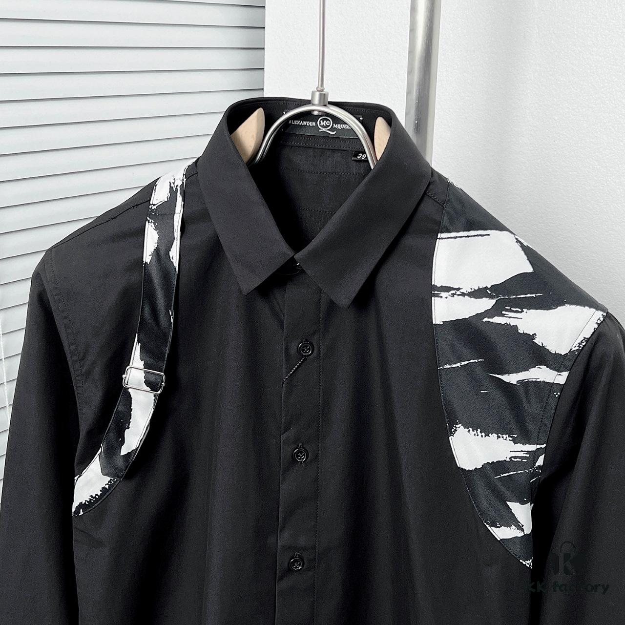Alexander McQueen Camouflage Color-Block Strap Design Shirt