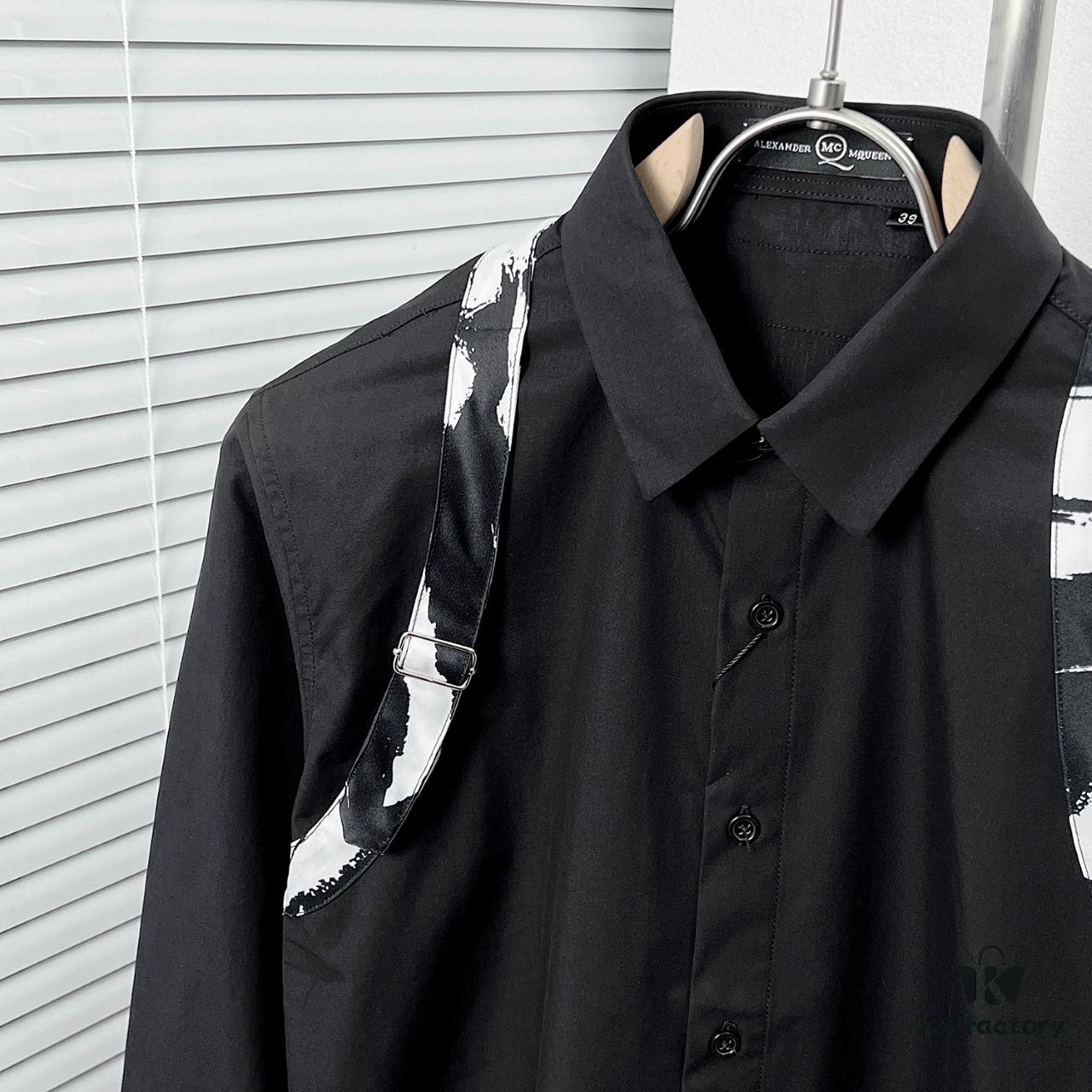 Alexander McQueen Camouflage Color-Block Strap Design Shirt