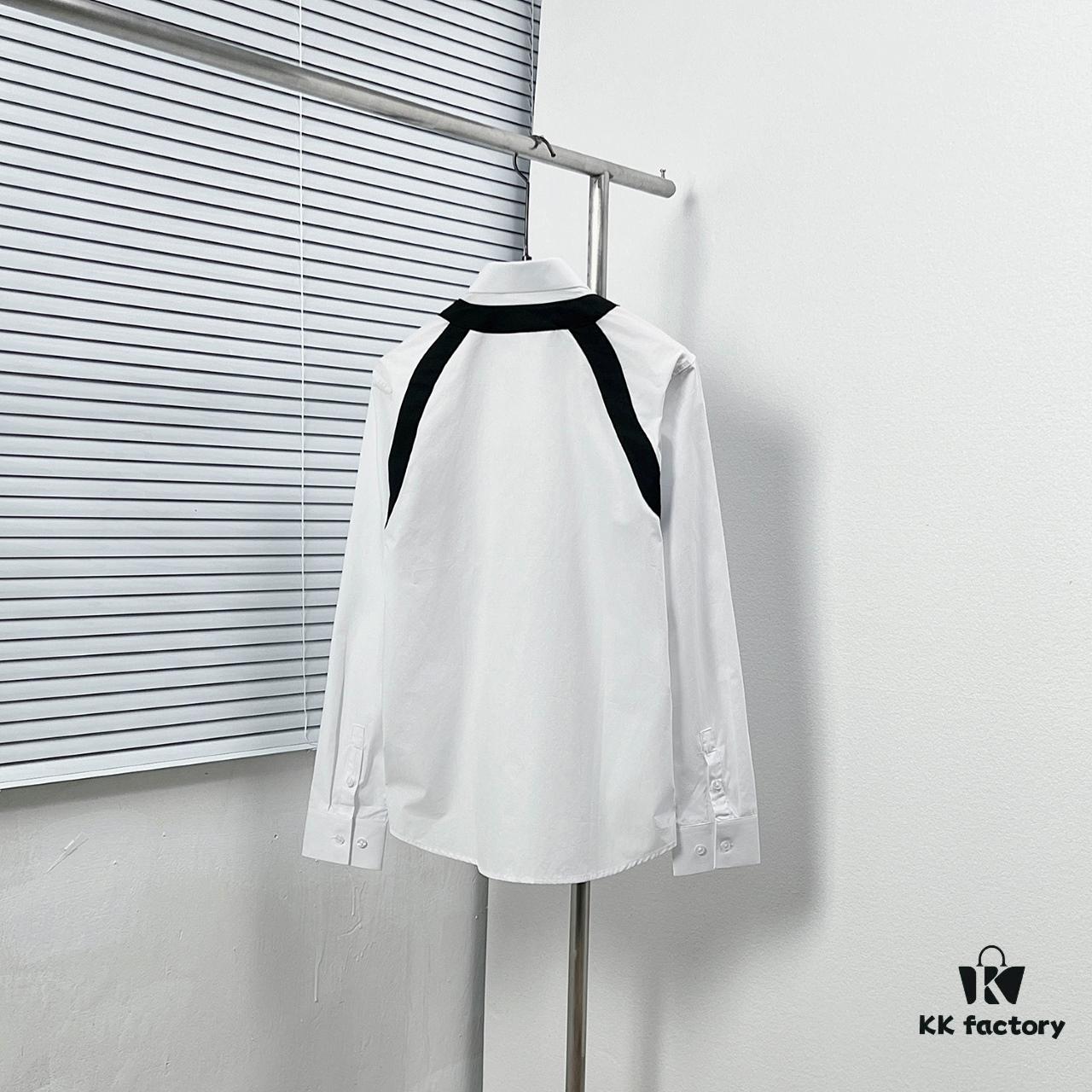 Alexander McQueen Black and White Contrast Color Strap Design Shirt