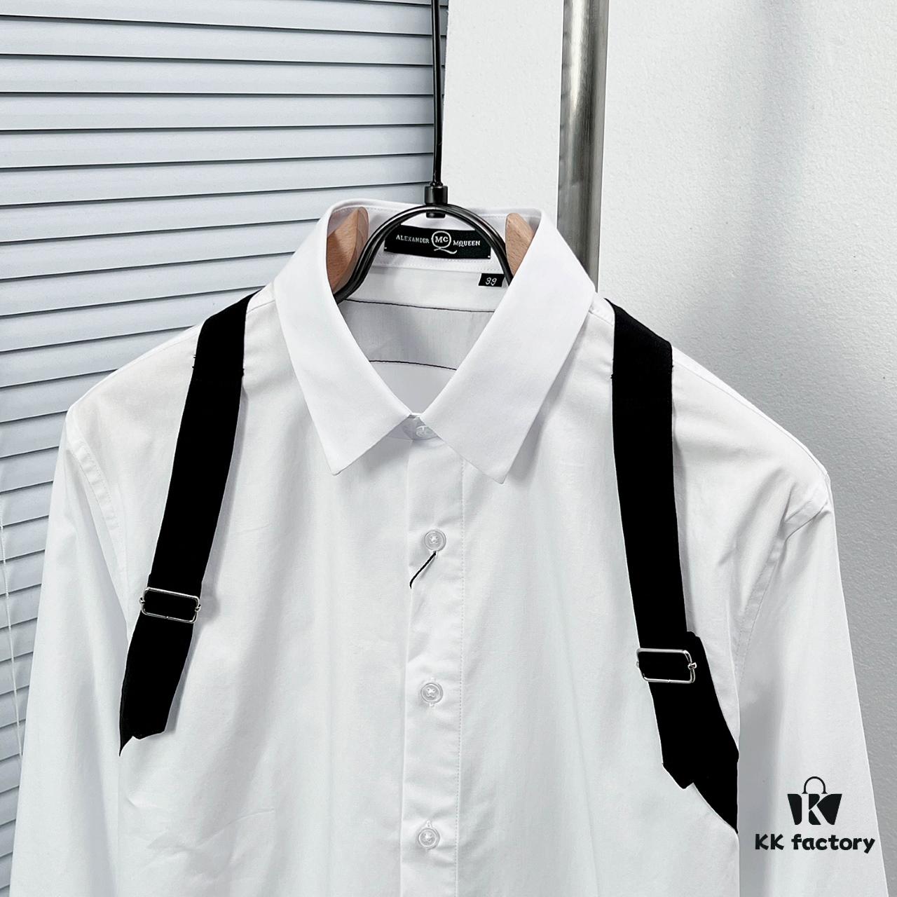 Alexander McQueen Black and White Contrast Color Strap Design Shirt