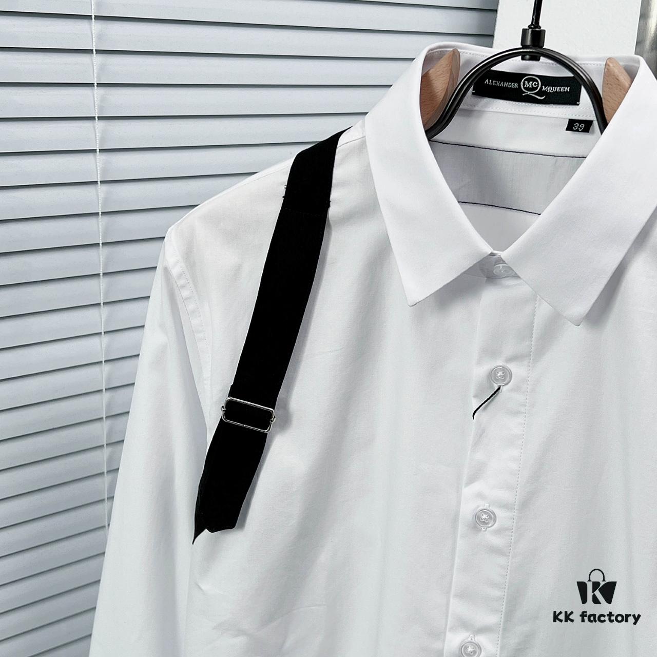 Alexander McQueen Black and White Contrast Color Strap Design Shirt