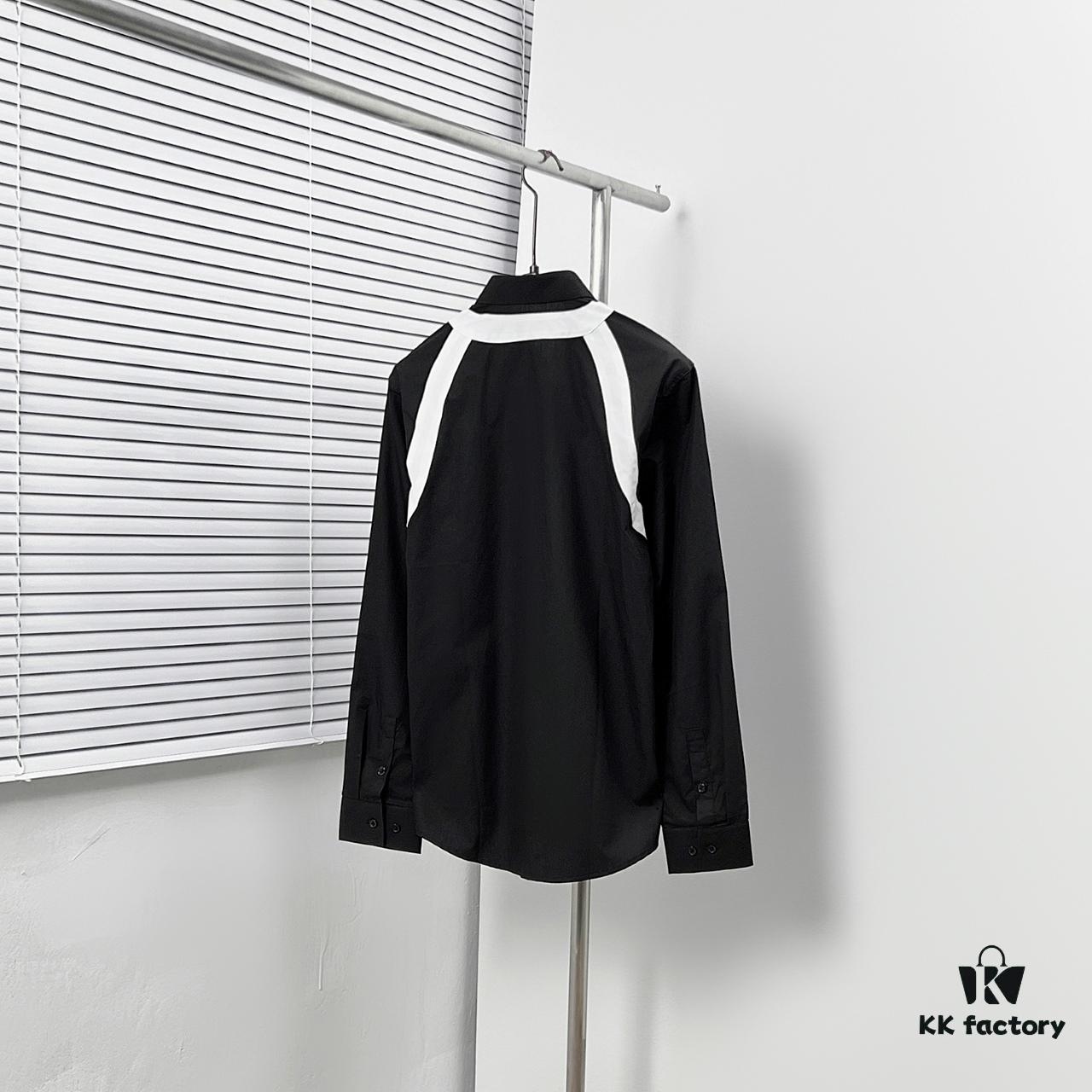 Alexander McQueen Black and White Color-Block Strap Design Shirt