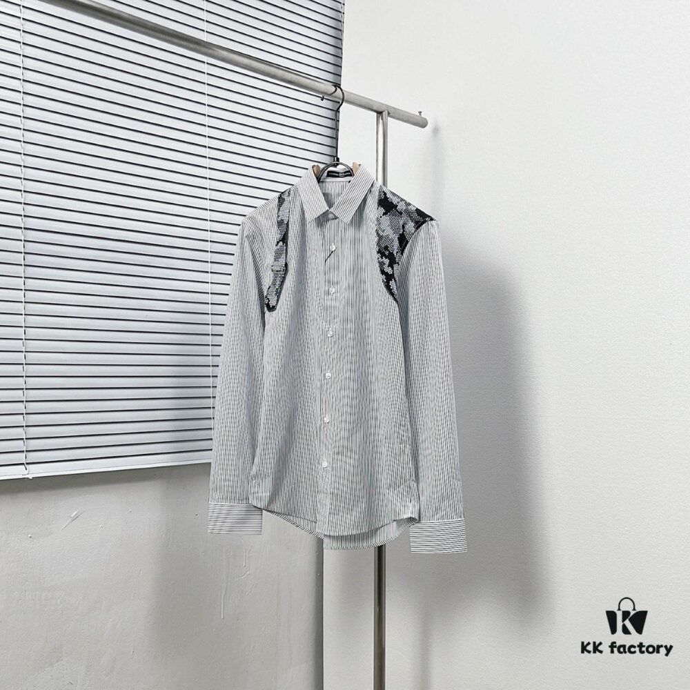 Alexander McQueen Striped Oversized Shirt with Shoulder Draping Detail