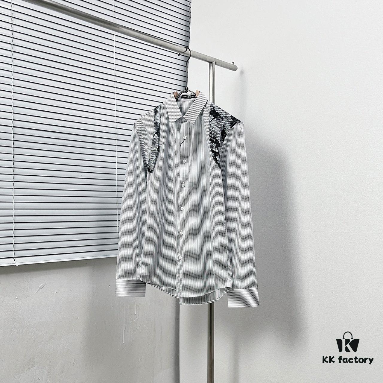 Alexander McQueen Striped Oversized Shirt with Shoulder Draping Detail