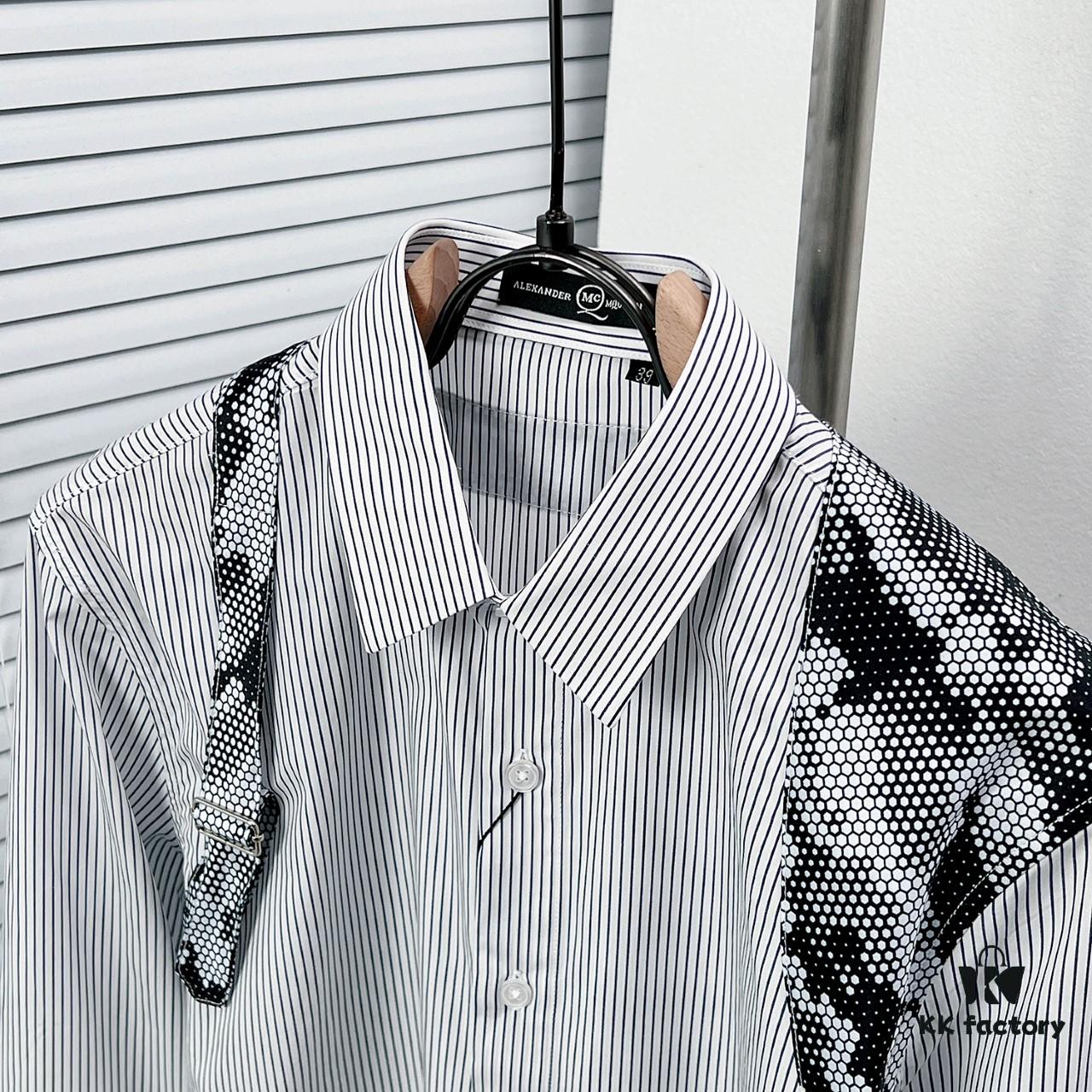 Alexander McQueen Striped Oversized Shirt with Shoulder Draping Detail