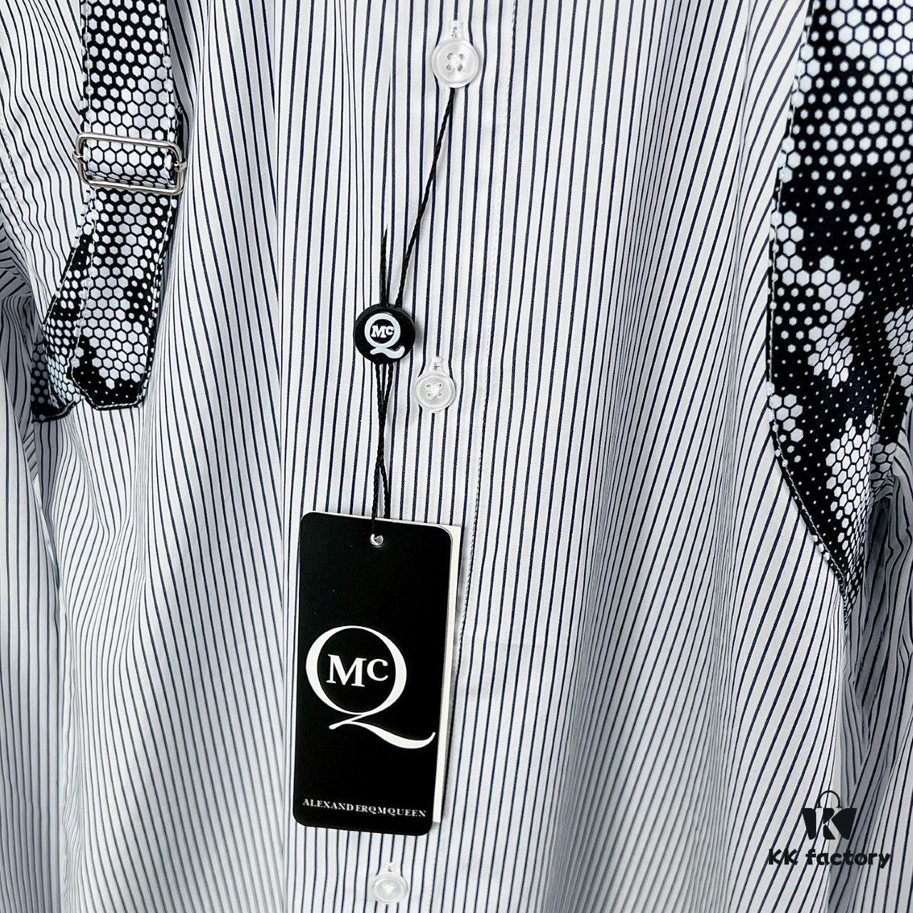 Alexander McQueen Striped Oversized Shirt with Shoulder Draping Detail