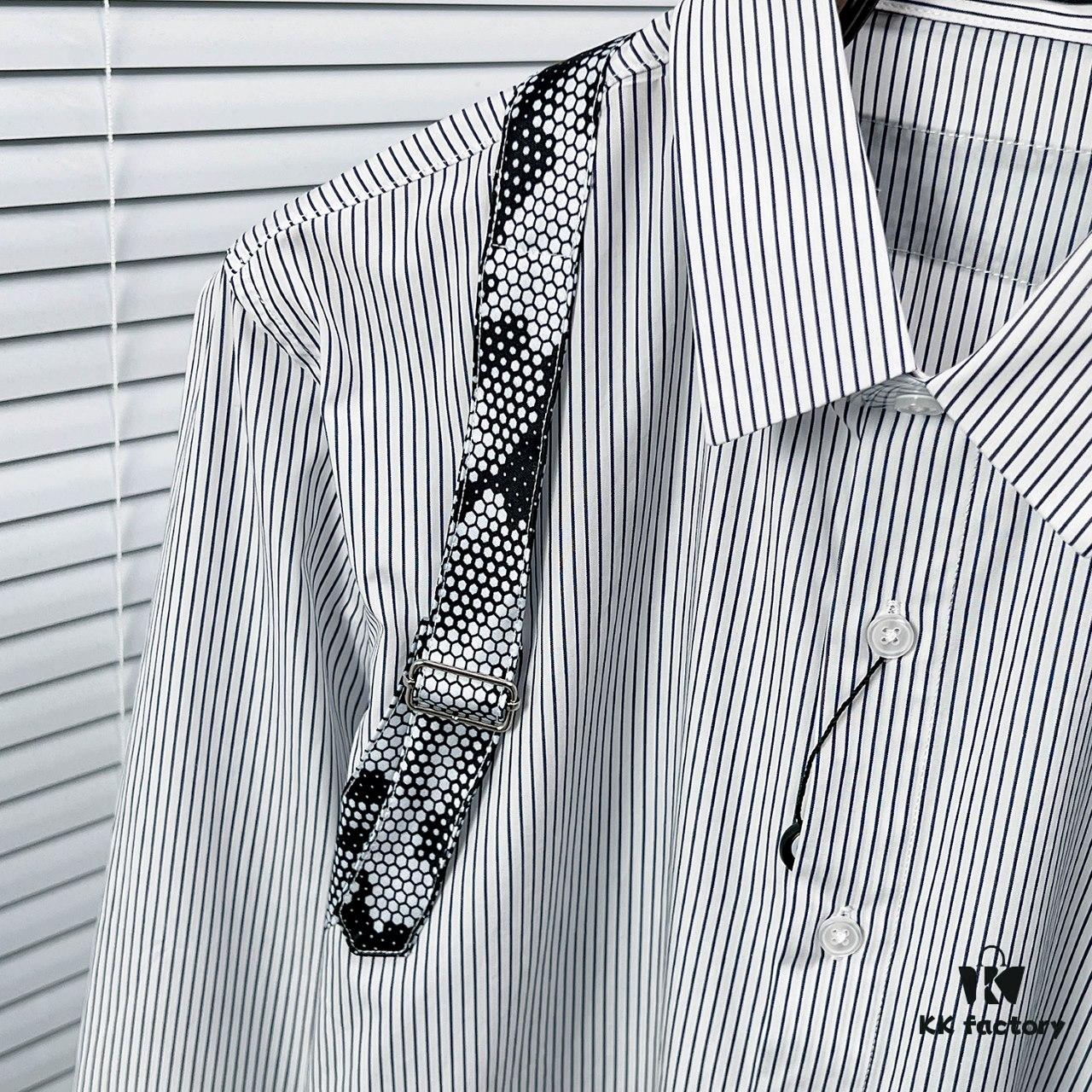 Alexander McQueen Striped Oversized Shirt with Shoulder Draping Detail