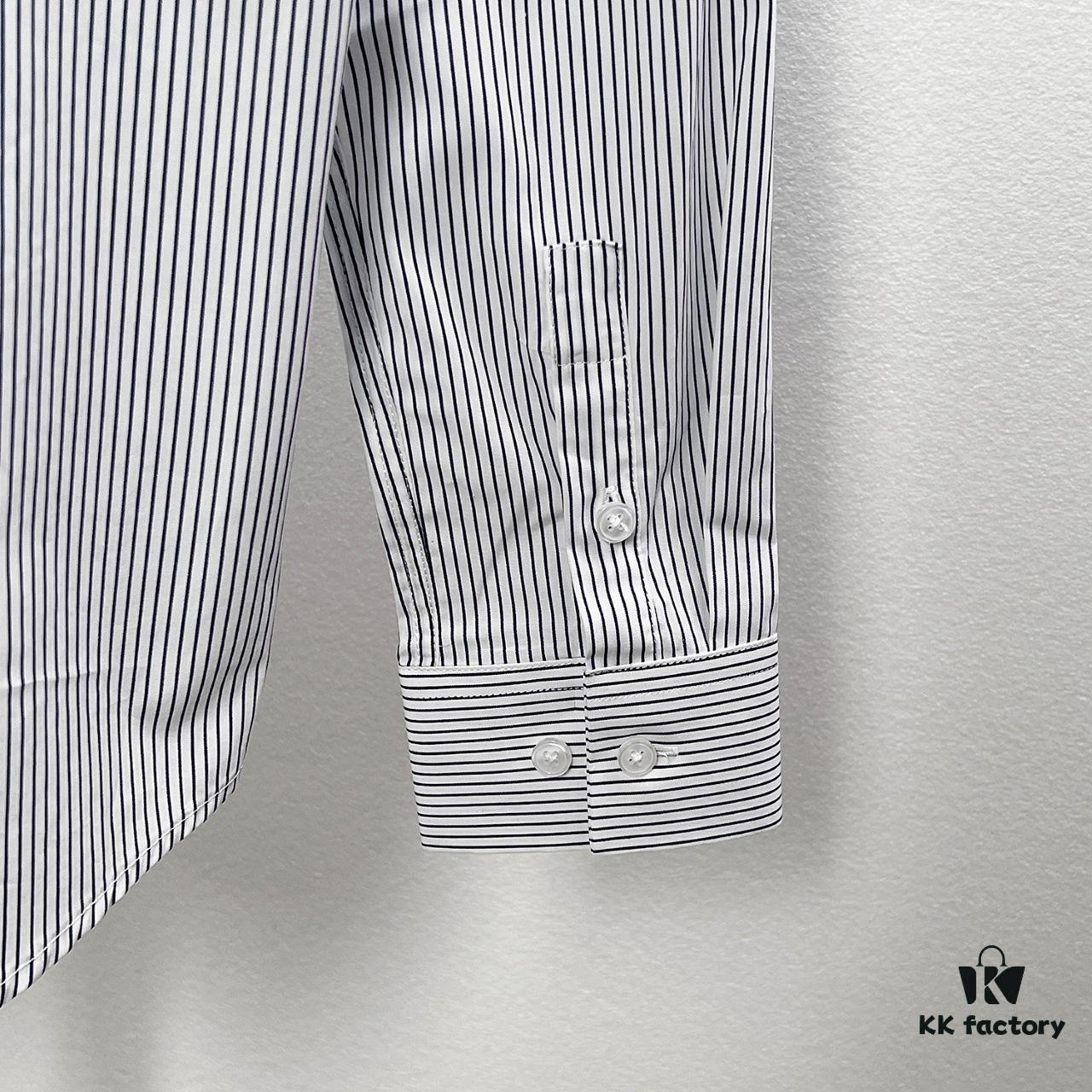 Alexander McQueen Striped Oversized Shirt with Shoulder Draping Detail