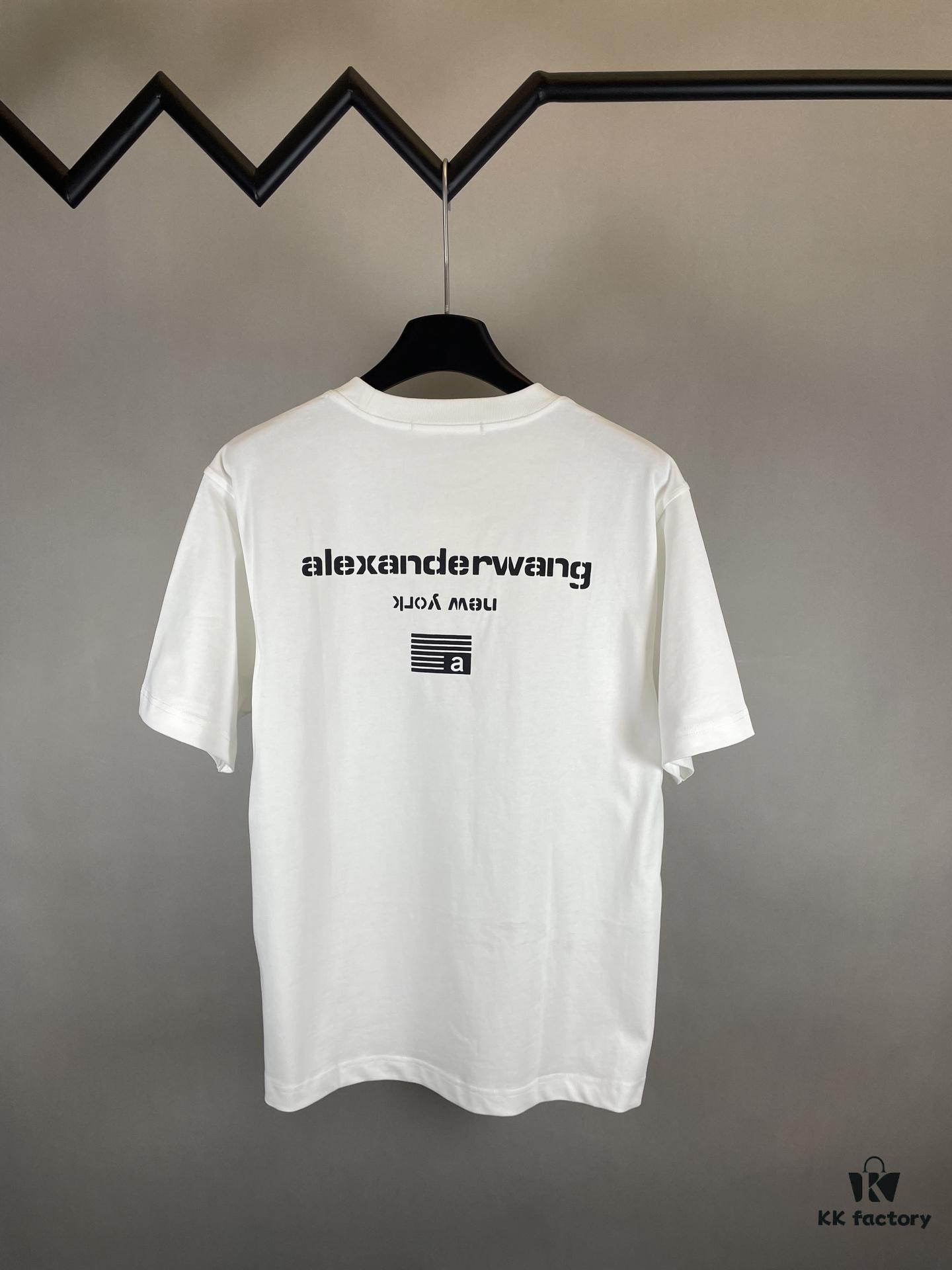 Alexander Wang Super Classic 3D Logo Embossed Foil Print Short Sleeve T-Shirt