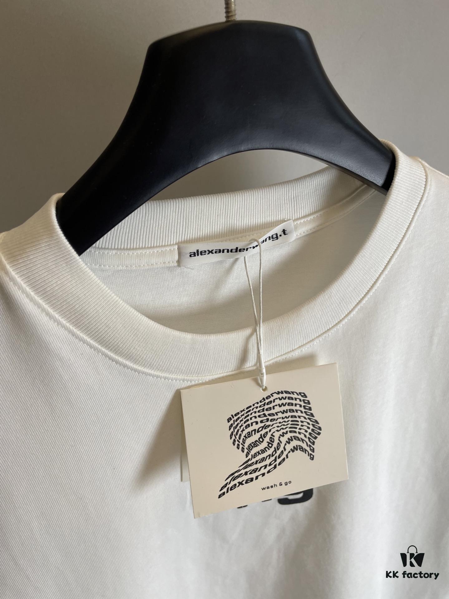 Alexander Wang Super Classic 3D Logo Embossed Foil Print Short Sleeve T-Shirt