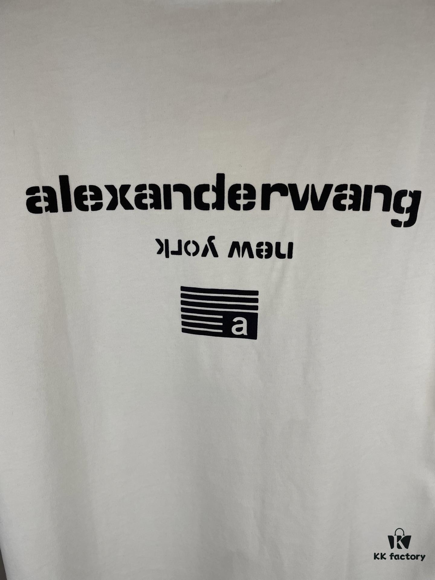 Alexander Wang Super Classic 3D Logo Embossed Foil Print Short Sleeve T-Shirt