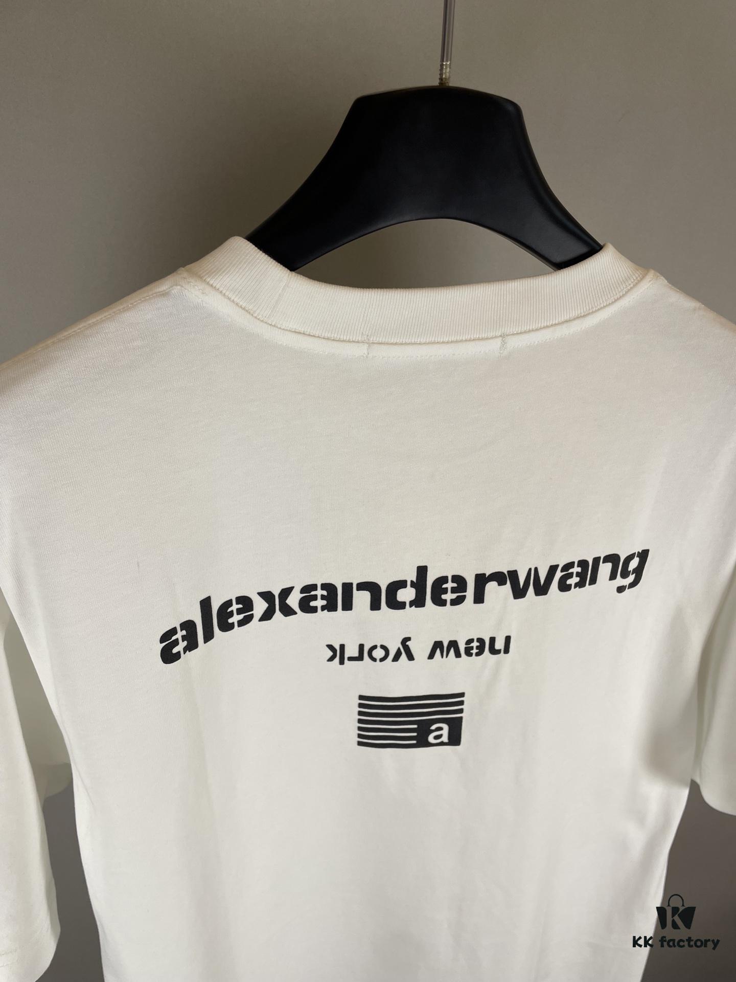 Alexander Wang Super Classic 3D Logo Embossed Foil Print Short Sleeve T-Shirt