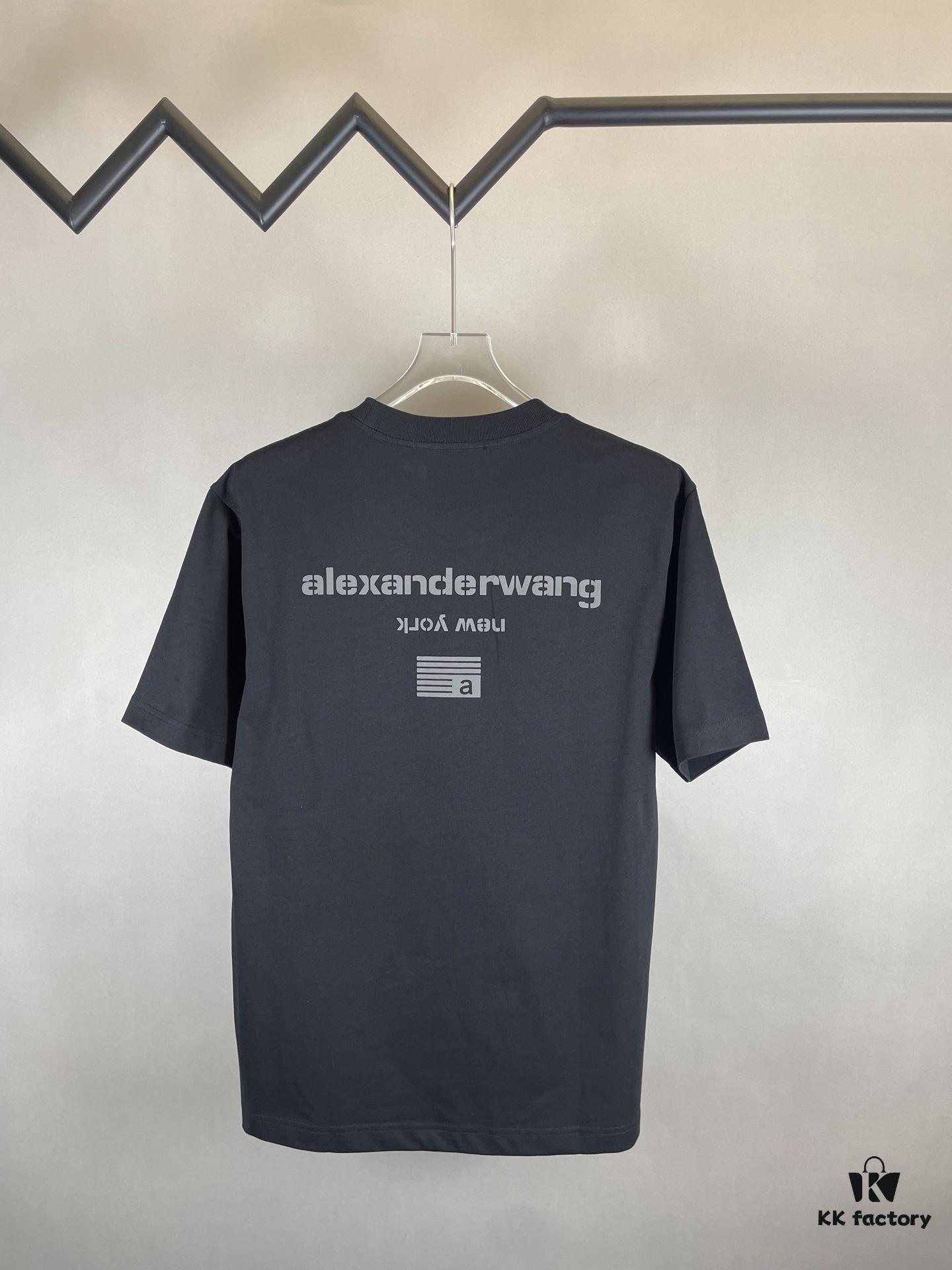 Alexander Wang Super Classic 3D Logo Embossed Foil Print Short Sleeve T-Shirt