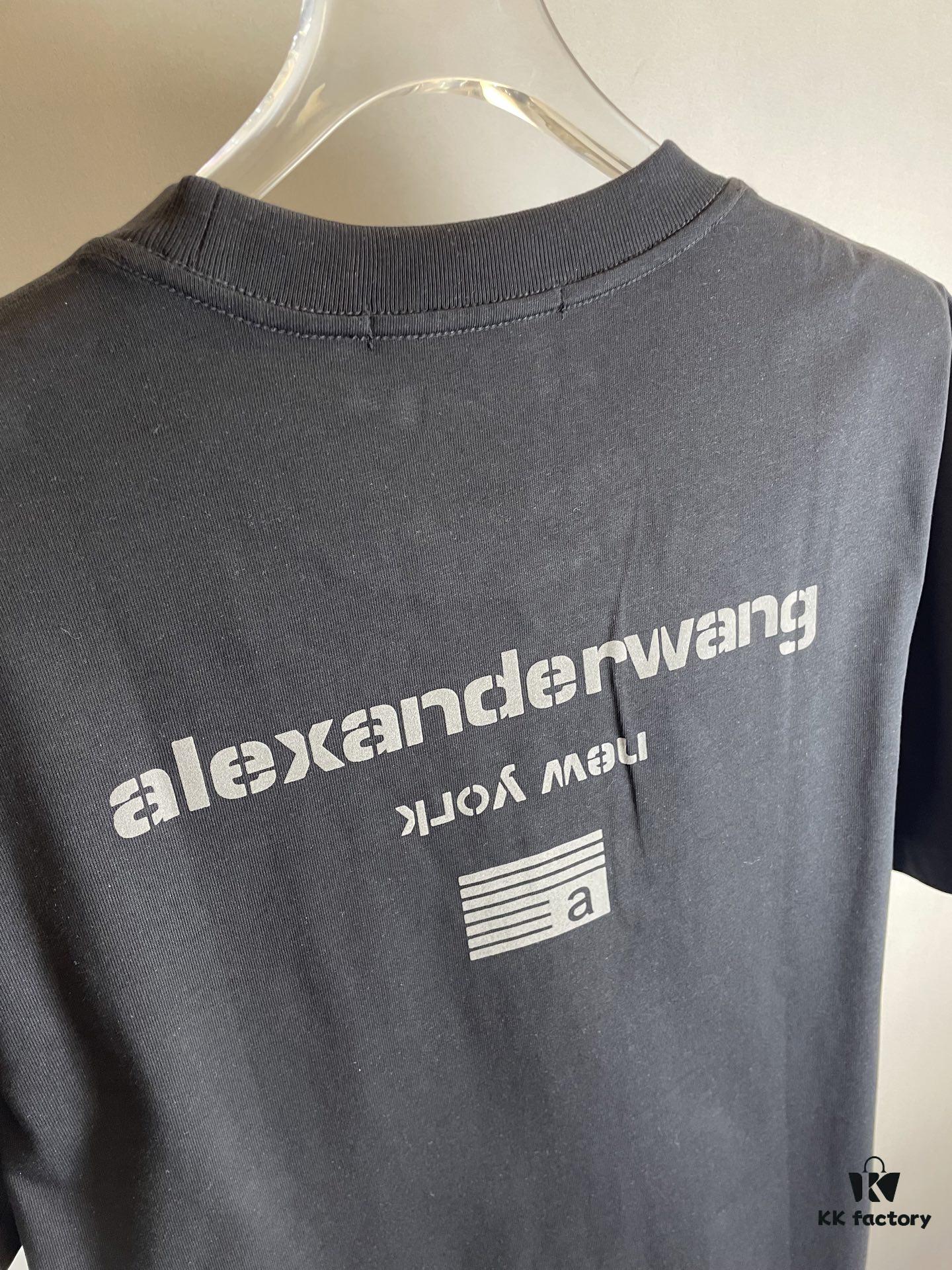 Alexander Wang Super Classic 3D Logo Embossed Foil Print Short Sleeve T-Shirt