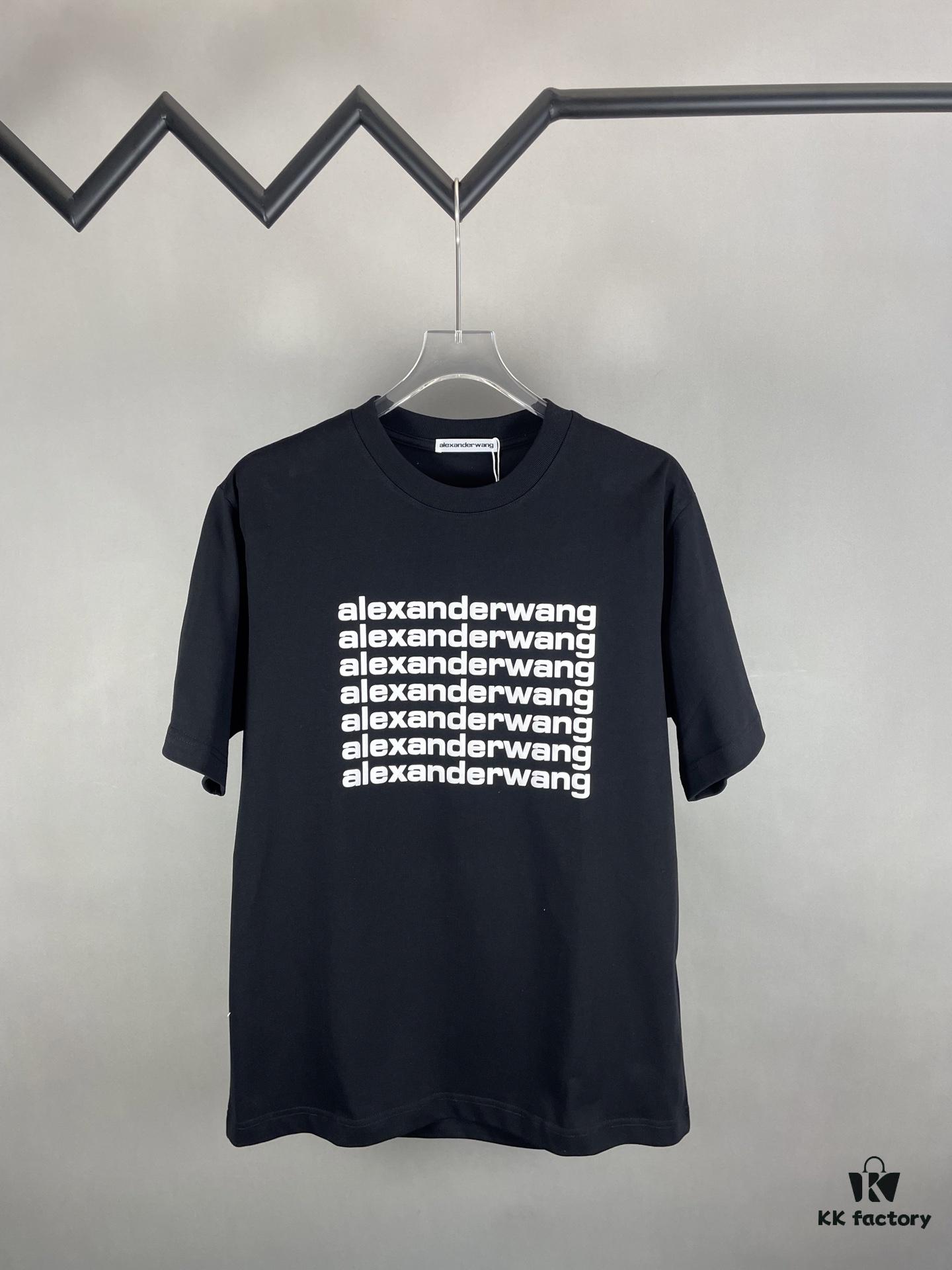 Alexander Wang 3D Logo Letter Graphic Sandblasted Print Short Sleeve T-Shirt