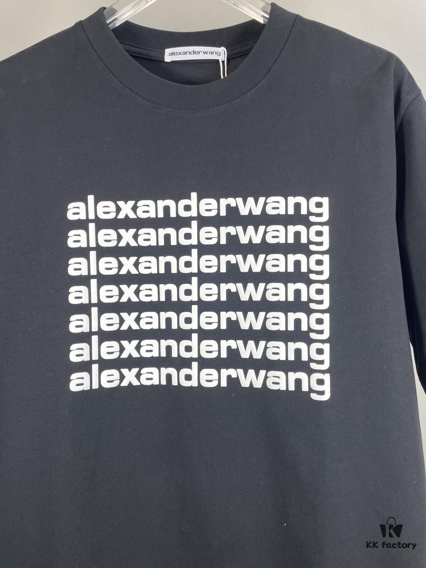 Alexander Wang 3D Logo Letter Graphic Sandblasted Print Short Sleeve T-Shirt