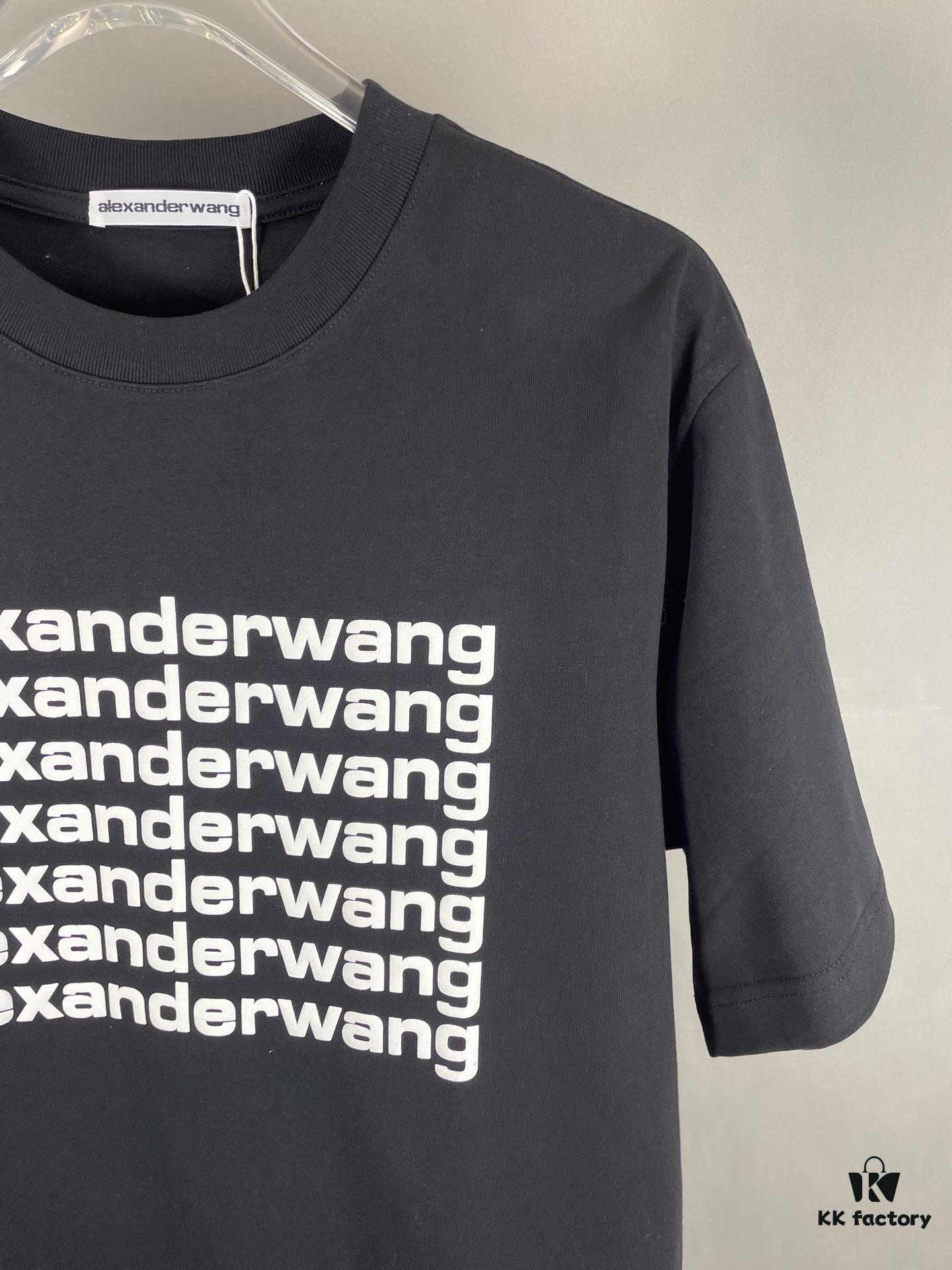 Alexander Wang 3D Logo Letter Graphic Sandblasted Print Short Sleeve T-Shirt
