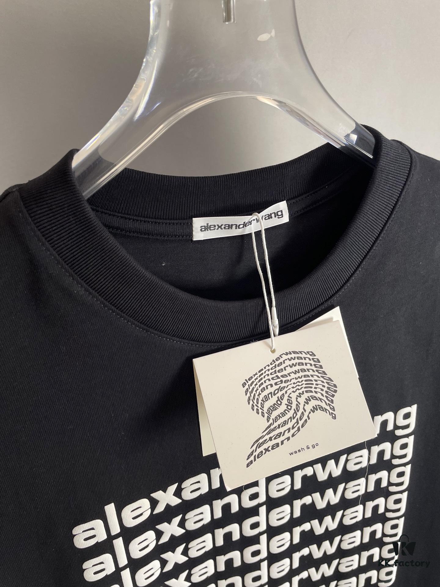 Alexander Wang 3D Logo Letter Graphic Sandblasted Print Short Sleeve T-Shirt