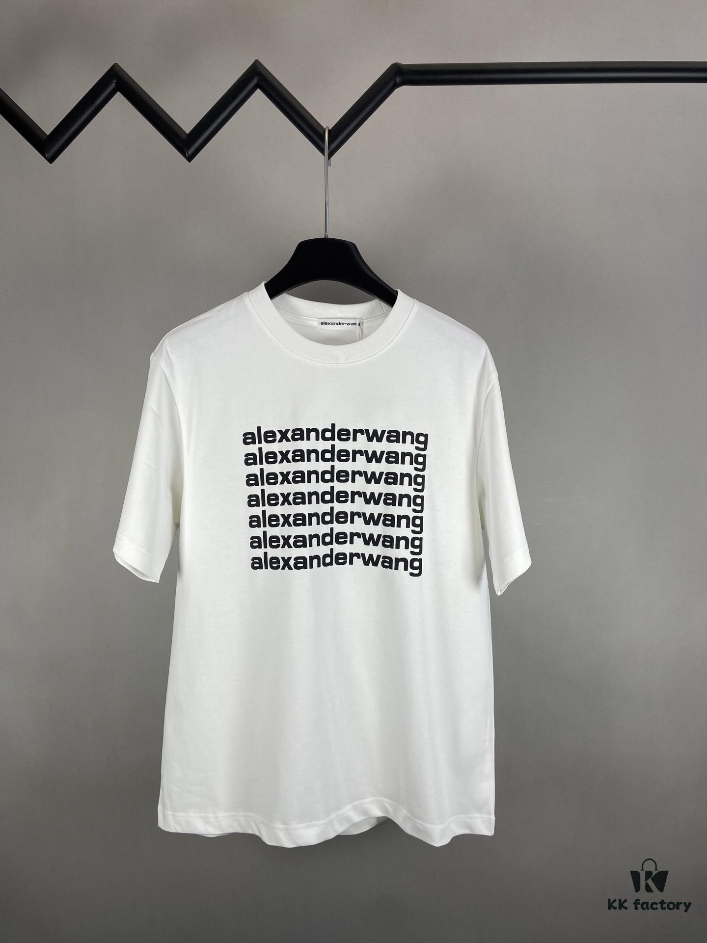 Alexander Wang 3D Logo Letter Sandblasted Embossed Half-Sleeve T-Shirt