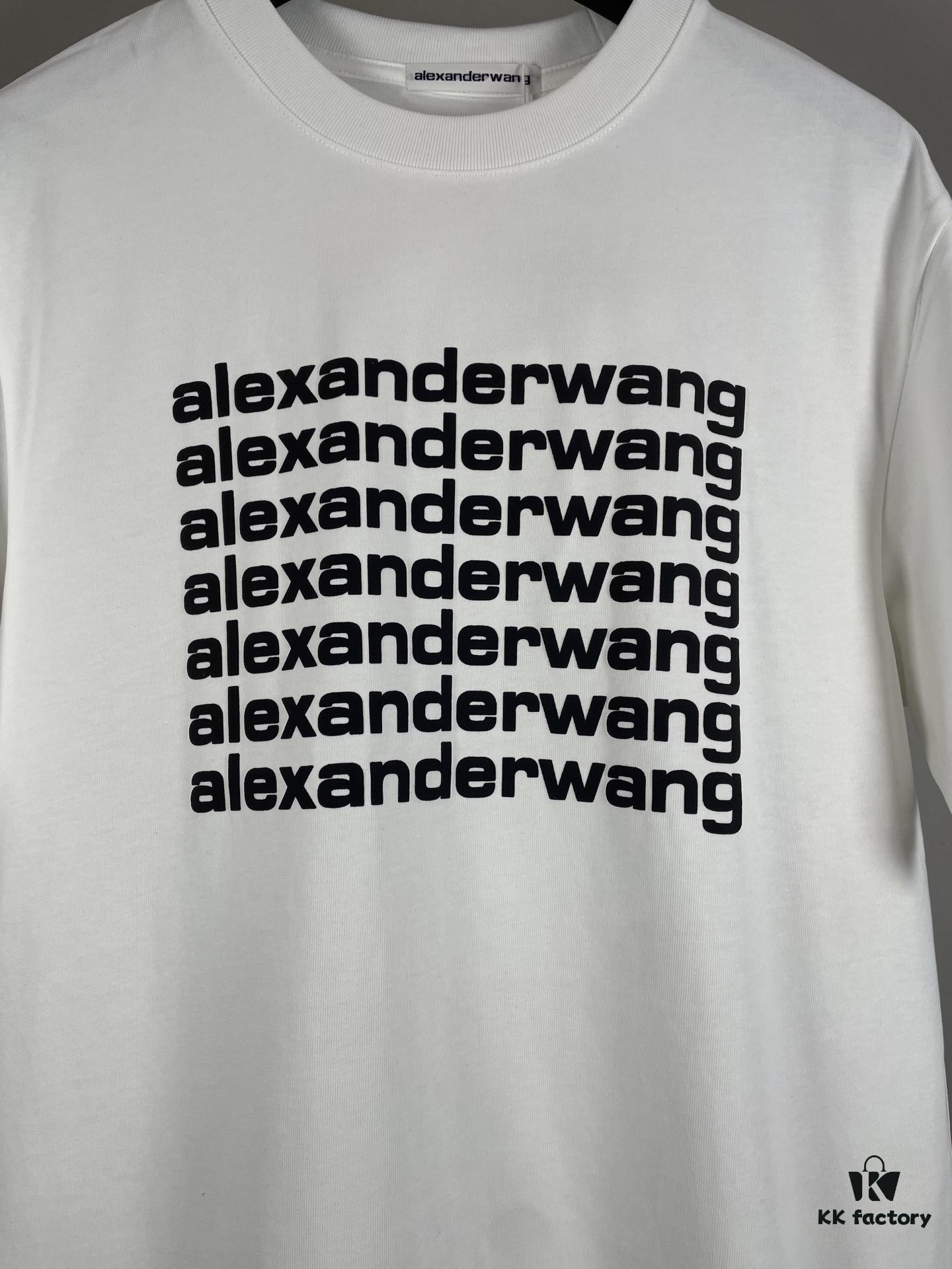 Alexander Wang 3D Logo Letter Sandblasted Embossed Half-Sleeve T-Shirt