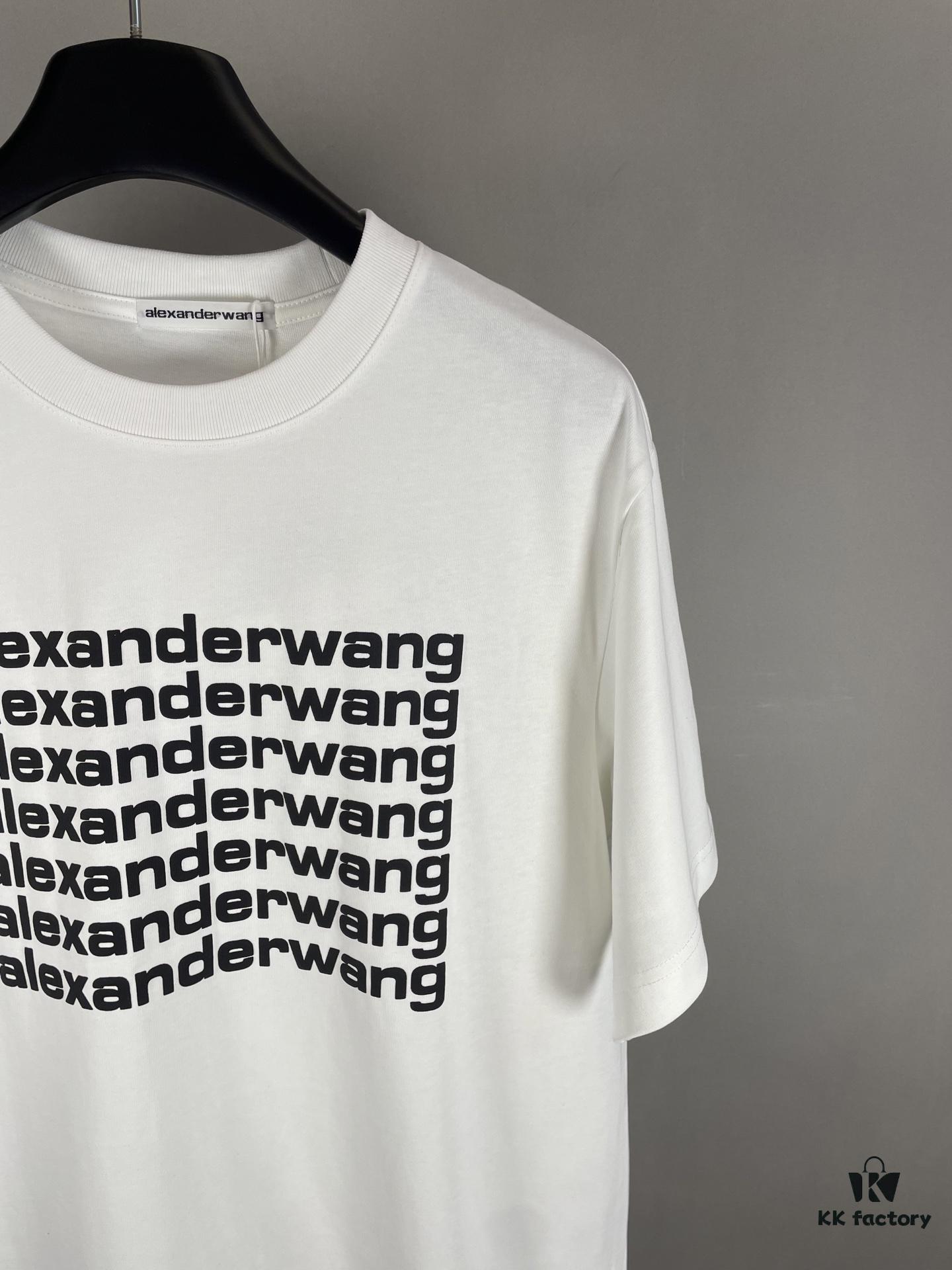 Alexander Wang 3D Logo Letter Sandblasted Embossed Half-Sleeve T-Shirt