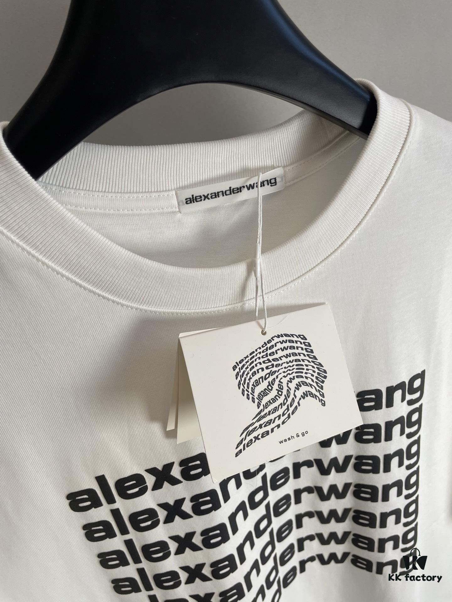 Alexander Wang 3D Logo Letter Sandblasted Embossed Half-Sleeve T-Shirt