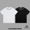 Alexander Wang 2024FW Short Sleeve T-Shirt with Silicone Thick Panel Letter Print, Premium 32s Double Yarn 260g Fabric