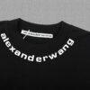 ✨🔥 [Alexander Wang] 2024FW Short Sleeve T-Shirt with Silicone Thick Panel Letter Print, Premium 32s Double Yarn 260g Fabric, Heavyweight Material, Custom Spandex Rib Knit Dyed-to-Match, Complete Three Labels, Unisex Design