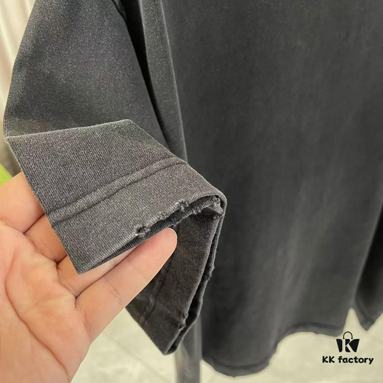 Alexander Wang * alexanderwang 2025 Spring/Summer New Arrival Distressed Letter Logo Print Short-Sleeve T-Shirt in Custom 320g Fabric Unisex