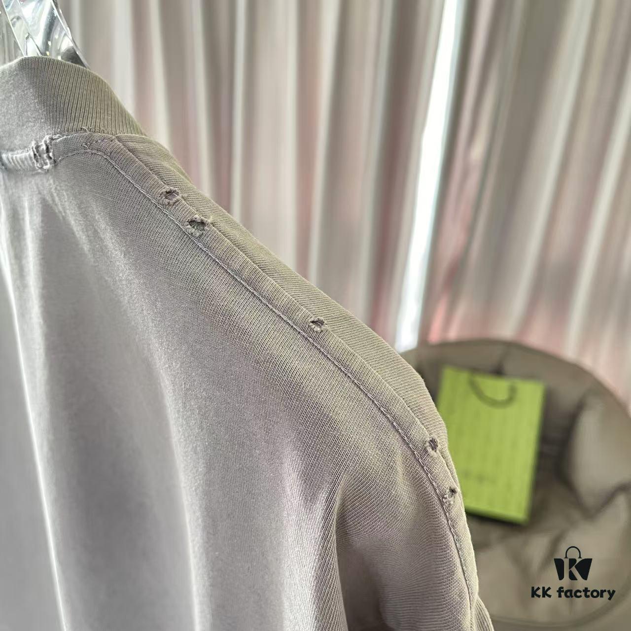 Alexander Wang * alexanderwang 2025 Spring/Summer New Arrival Distressed Letter Logo Print Short-Sleeve T-Shirt Custom 320g Fabric Unisex