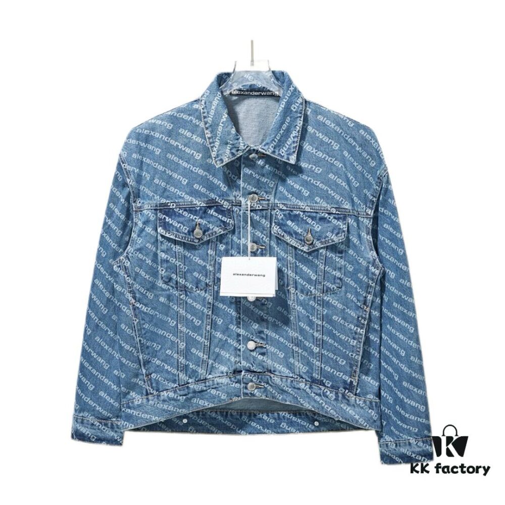 Alex Letter Logo Denim Jacket - Upgraded Arc Hem Design, Fashionable Oversized Fit