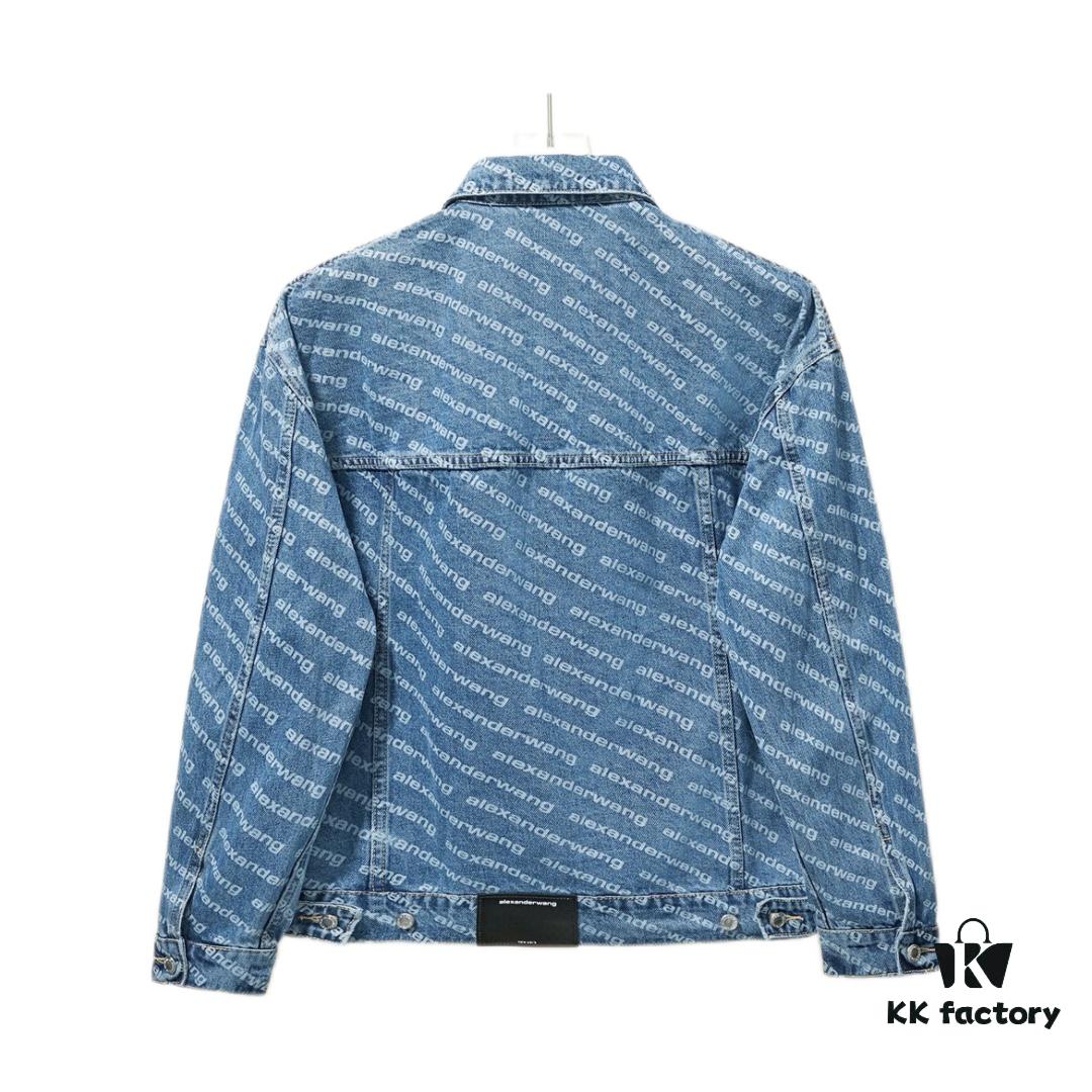 Alex Letter Logo Denim Jacket - Upgraded Arc Hem Design, Fashionable Oversized Fit