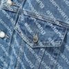 Alex Letter Logo Denim Jacket - Upgraded Arc Hem Design, Fashionable Oversized Fit