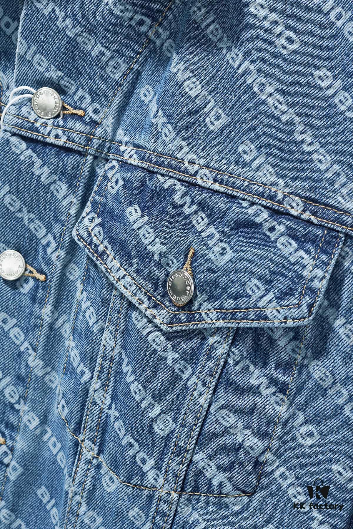 Alex Letter Logo Denim Jacket - Upgraded Arc Hem Design, Fashionable Oversized Fit