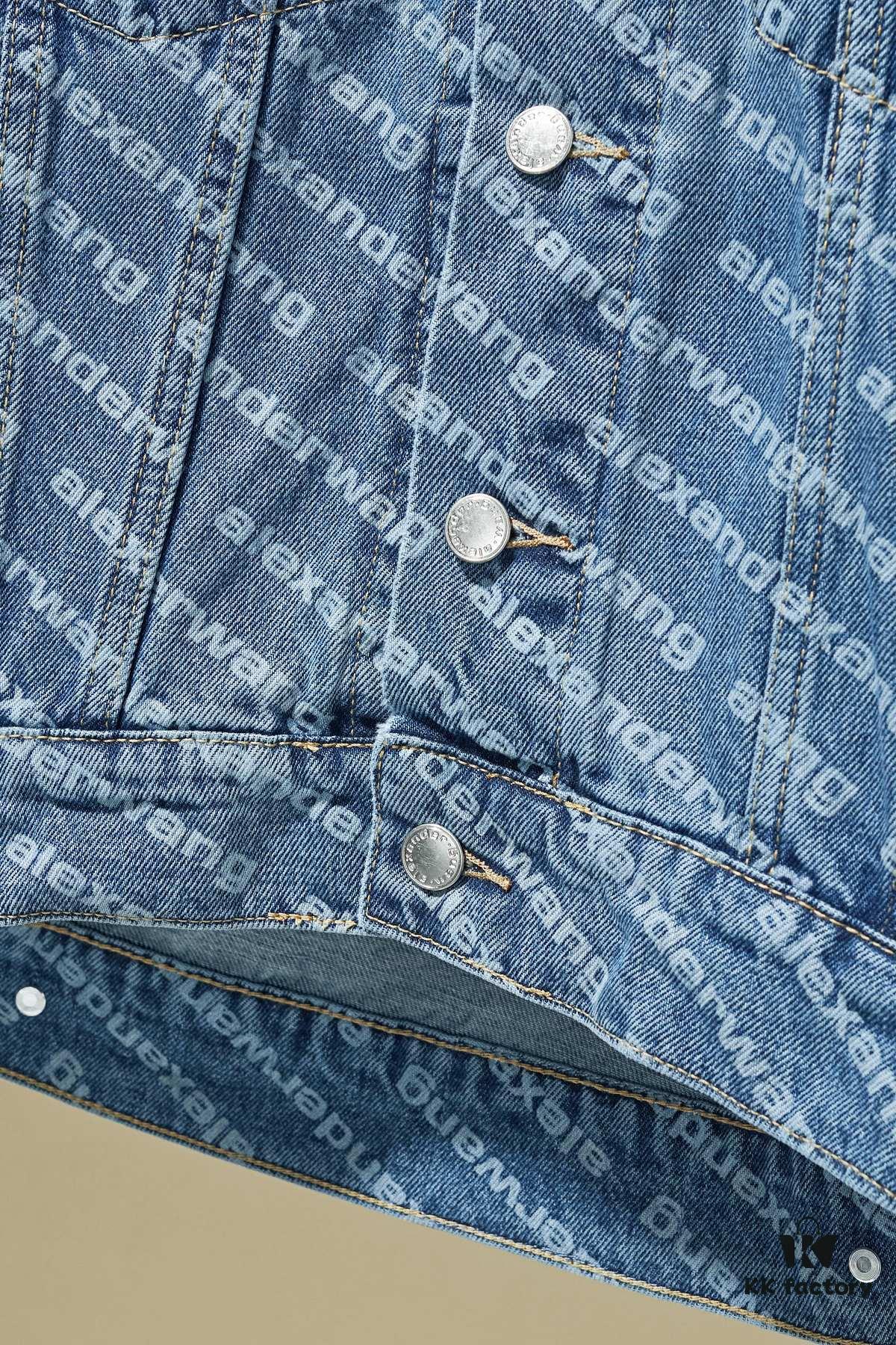 Alex Letter Logo Denim Jacket - Upgraded Arc Hem Design, Fashionable Oversized Fit