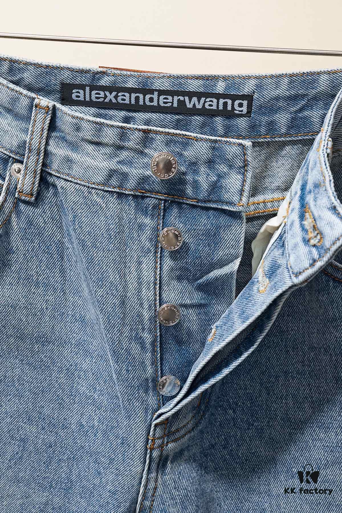 Alex Rhinestone Embellished Curved-Cut Denim Trousers