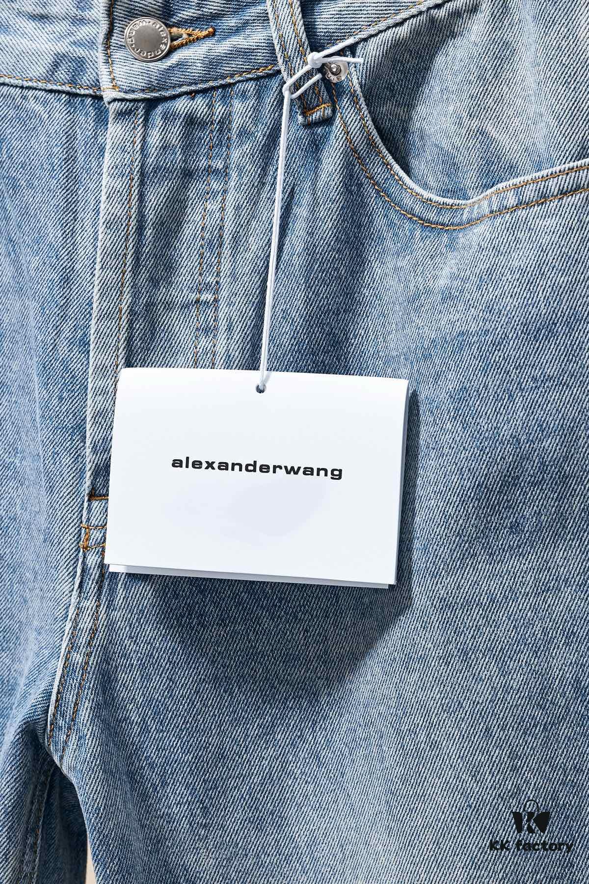 Alex Rhinestone Embellished Curved-Cut Denim Trousers