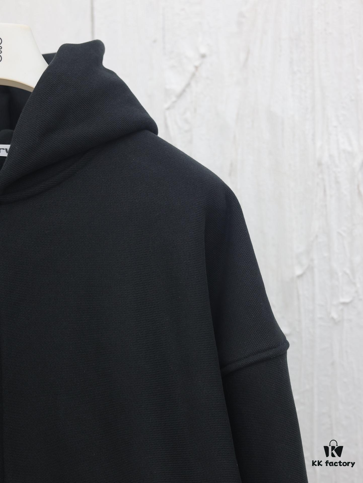 Alexander Wang 2024 New Arm Logo Embroidered Oversized Hooded Jacket with Dual-Zipper Design