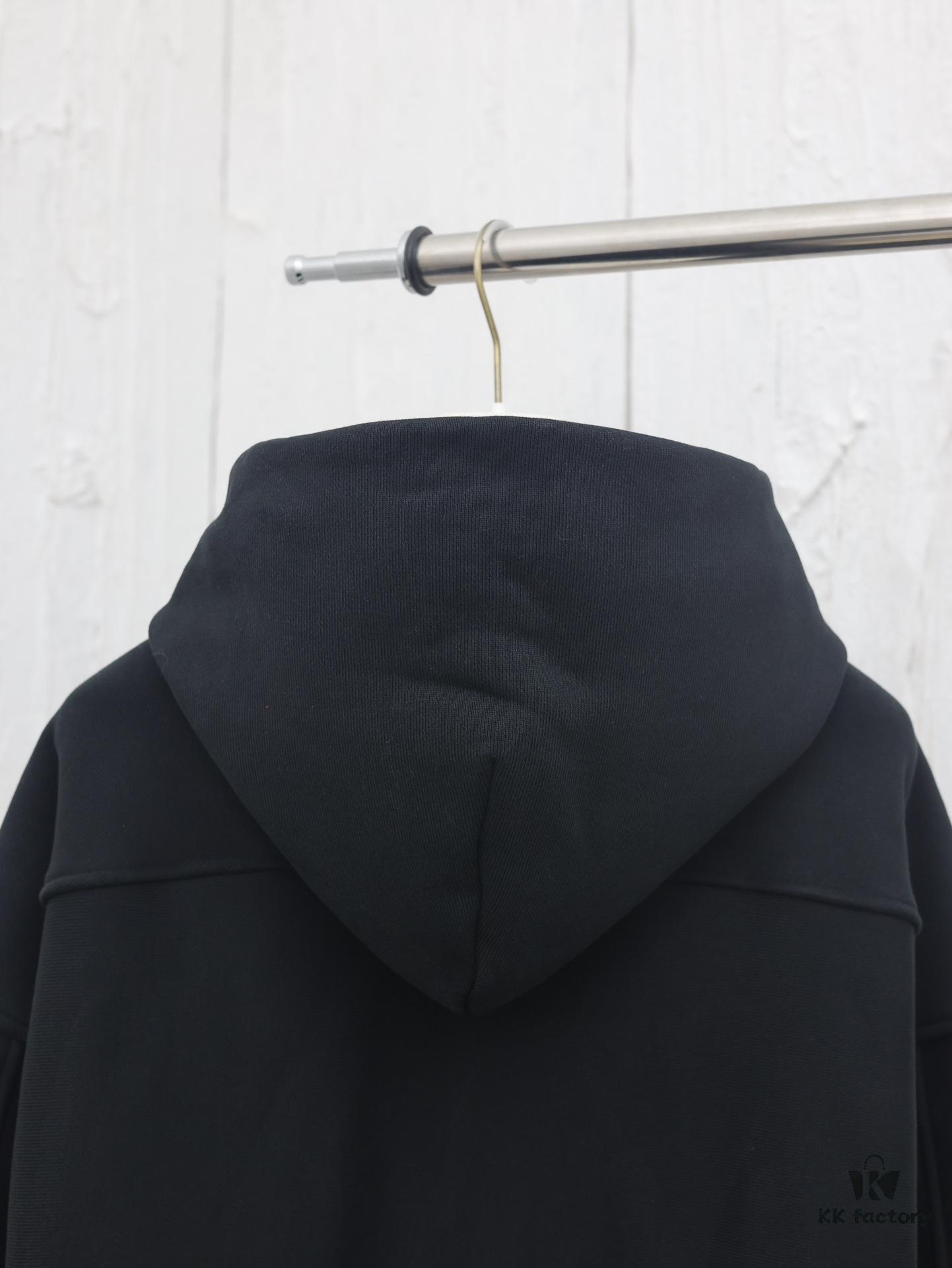 Alexander Wang 2024 New Arm Logo Embroidered Oversized Hooded Jacket with Dual-Zipper Design