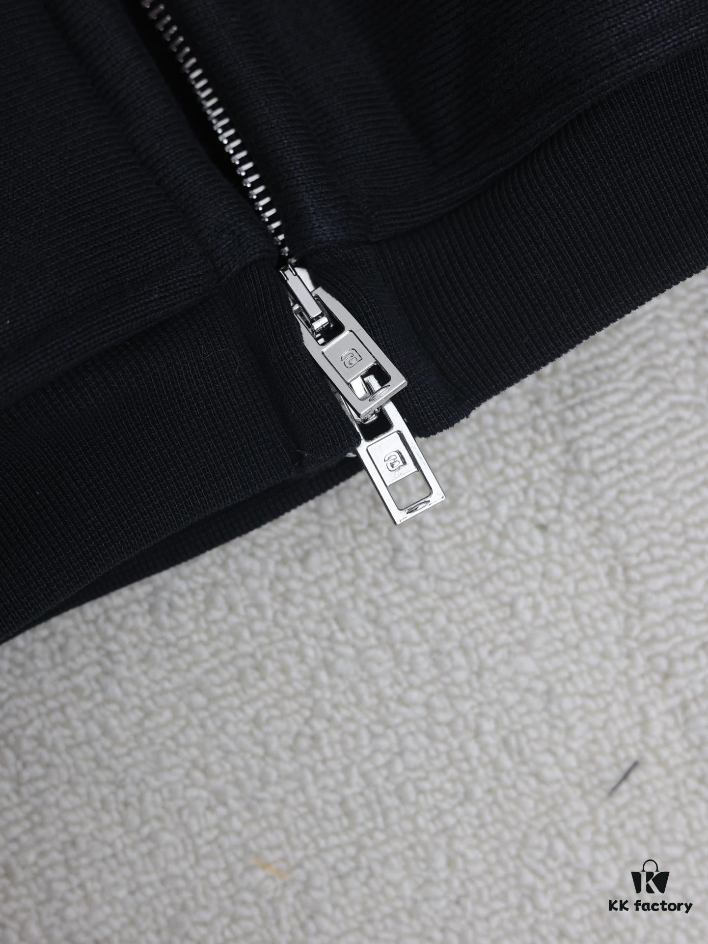 Alexander Wang 2024 New Arm Logo Embroidered Oversized Hooded Jacket with Dual-Zipper Design