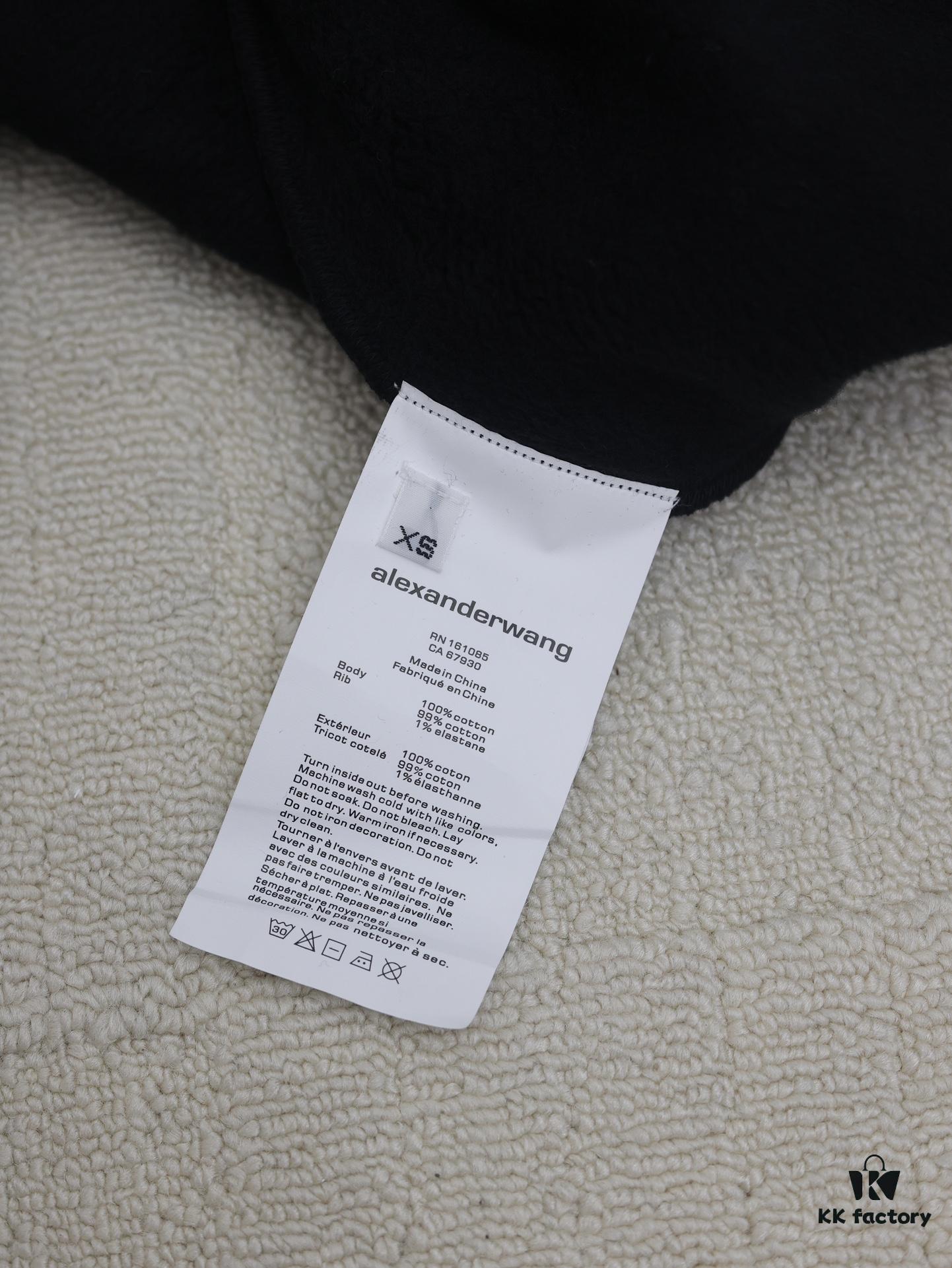 Alexander Wang 2024 New Arm Logo Embroidered Oversized Hooded Jacket with Dual-Zipper Design