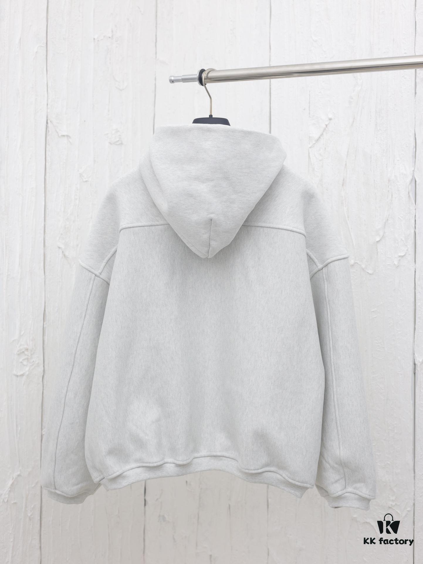 Alexander Wang 2024 New Arm Logo Embroidered Oversized Hooded Jacket with Dual-Zipper Design