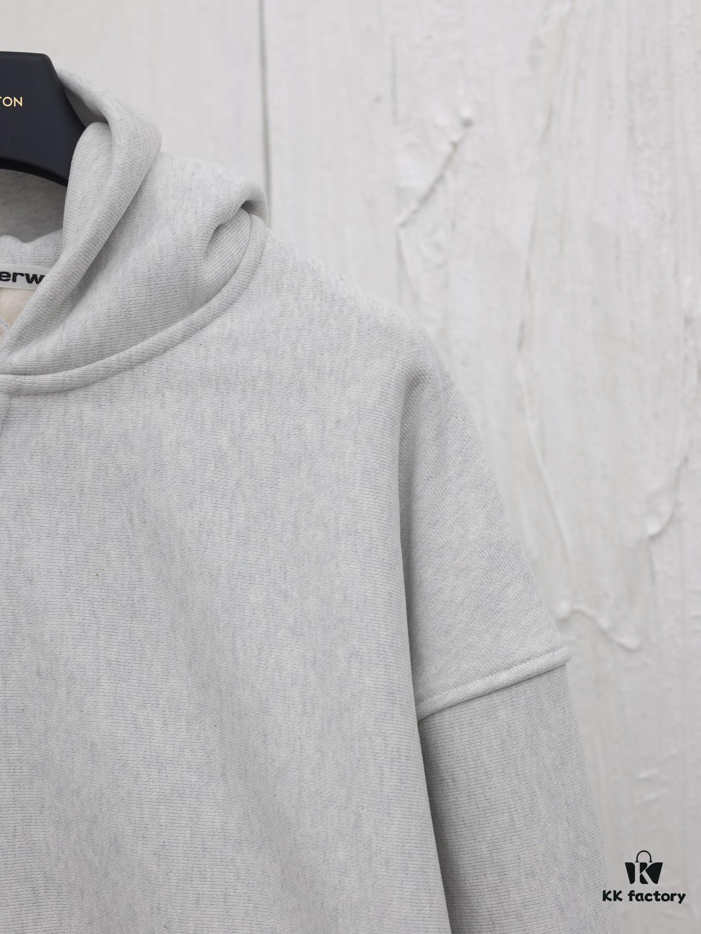 Alexander Wang 2024 New Arm Logo Embroidered Oversized Hooded Jacket with Dual-Zipper Design