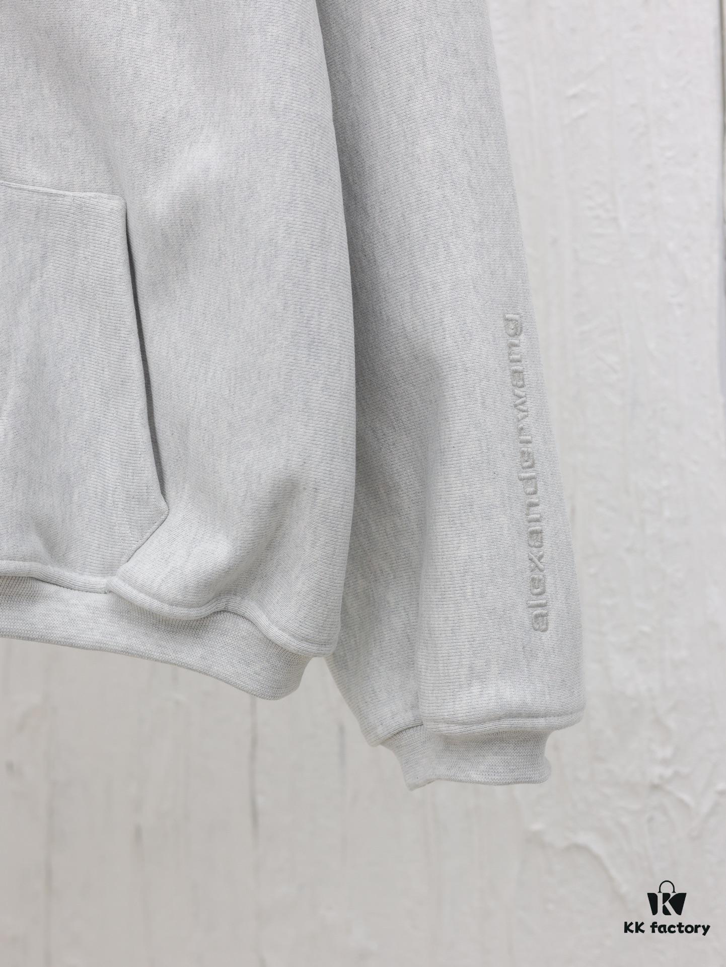 Alexander Wang 2024 New Arm Logo Embroidered Oversized Hooded Jacket with Dual-Zipper Design