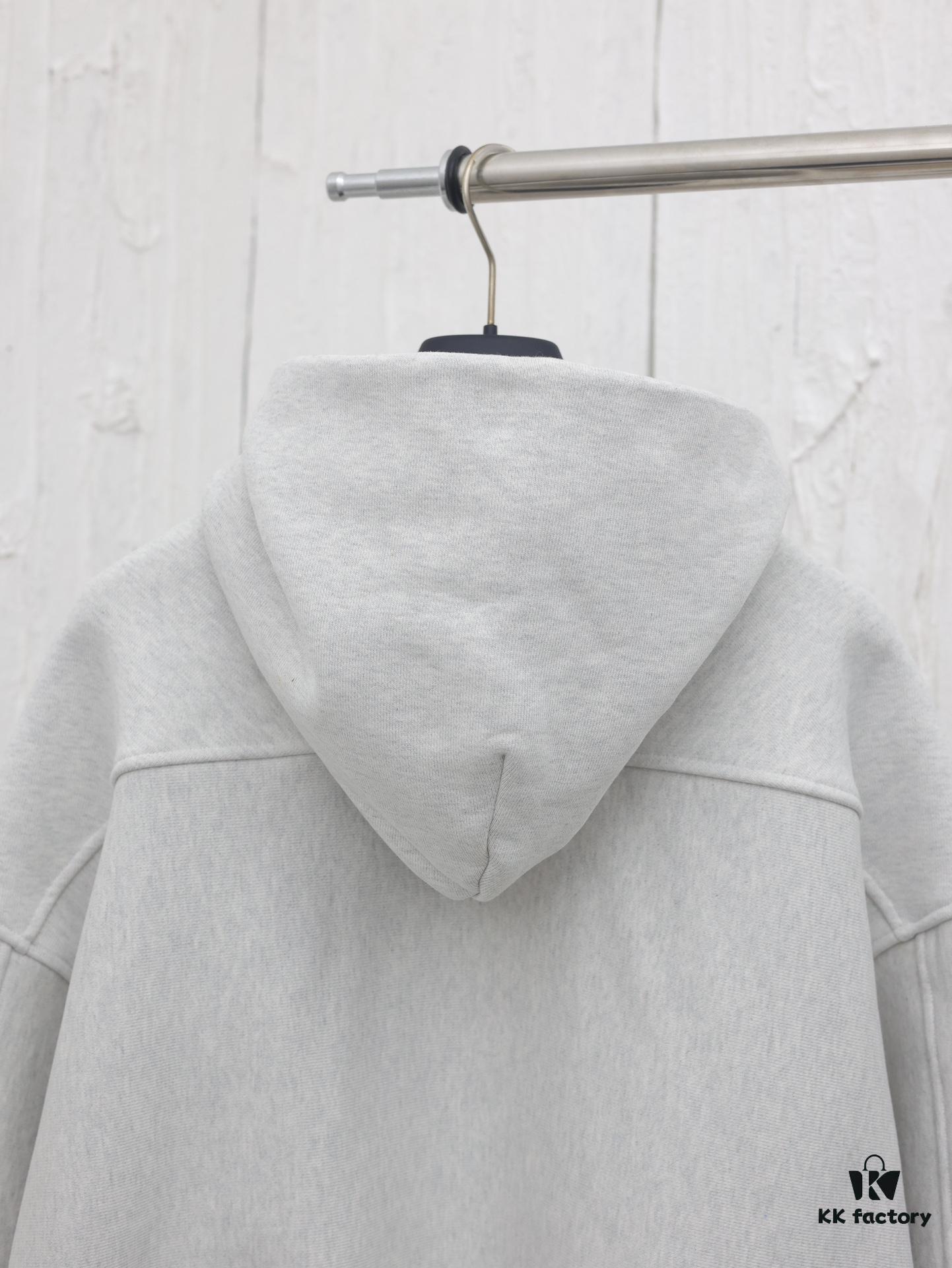 Alexander Wang 2024 New Arm Logo Embroidered Oversized Hooded Jacket with Dual-Zipper Design