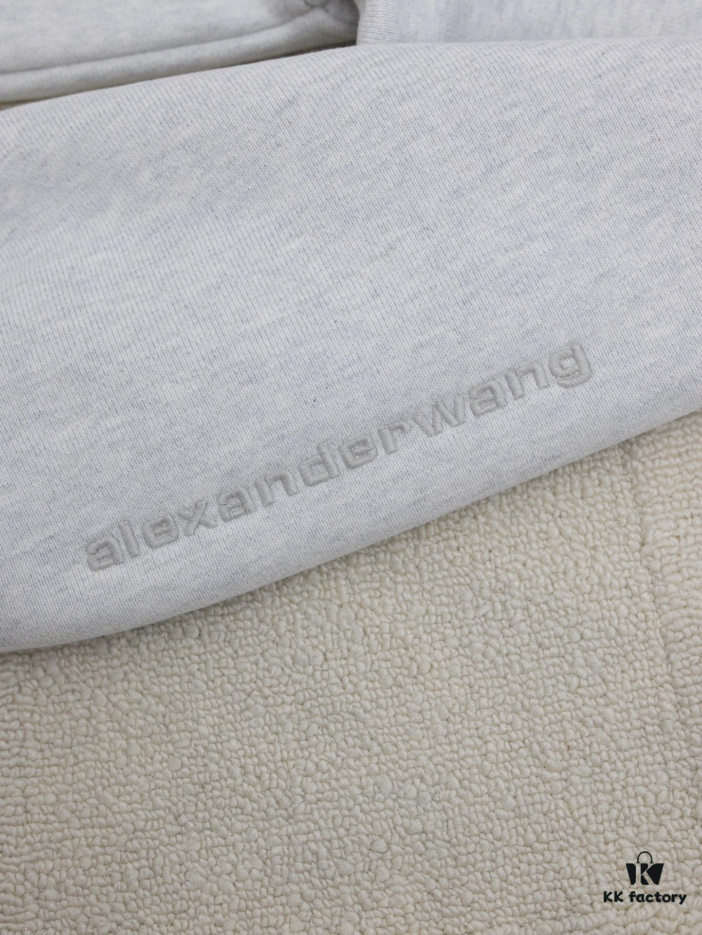 Alexander Wang 2024 New Arm Logo Embroidered Oversized Hooded Jacket with Dual-Zipper Design