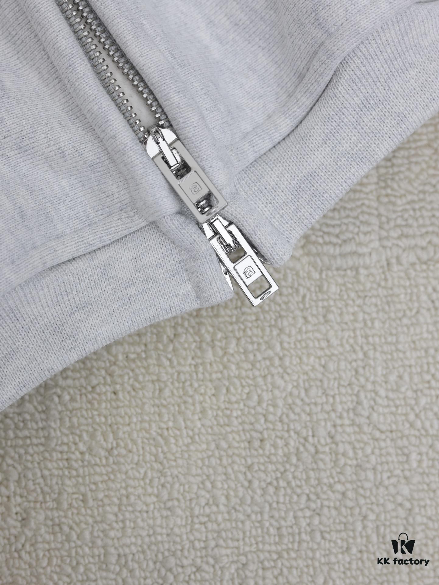 Alexander Wang 2024 New Arm Logo Embroidered Oversized Hooded Jacket with Dual-Zipper Design